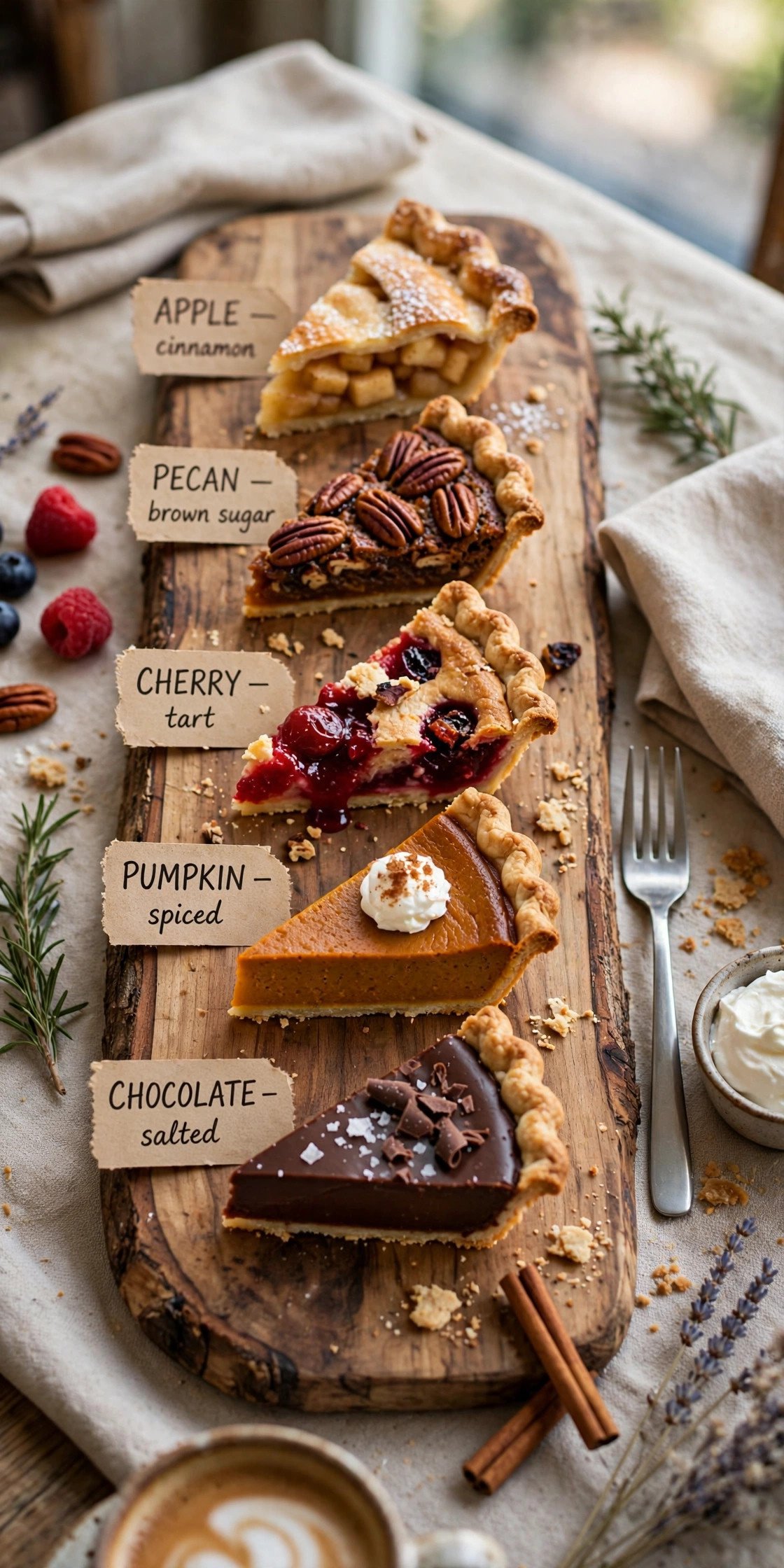 Pie flight tasting with small slices