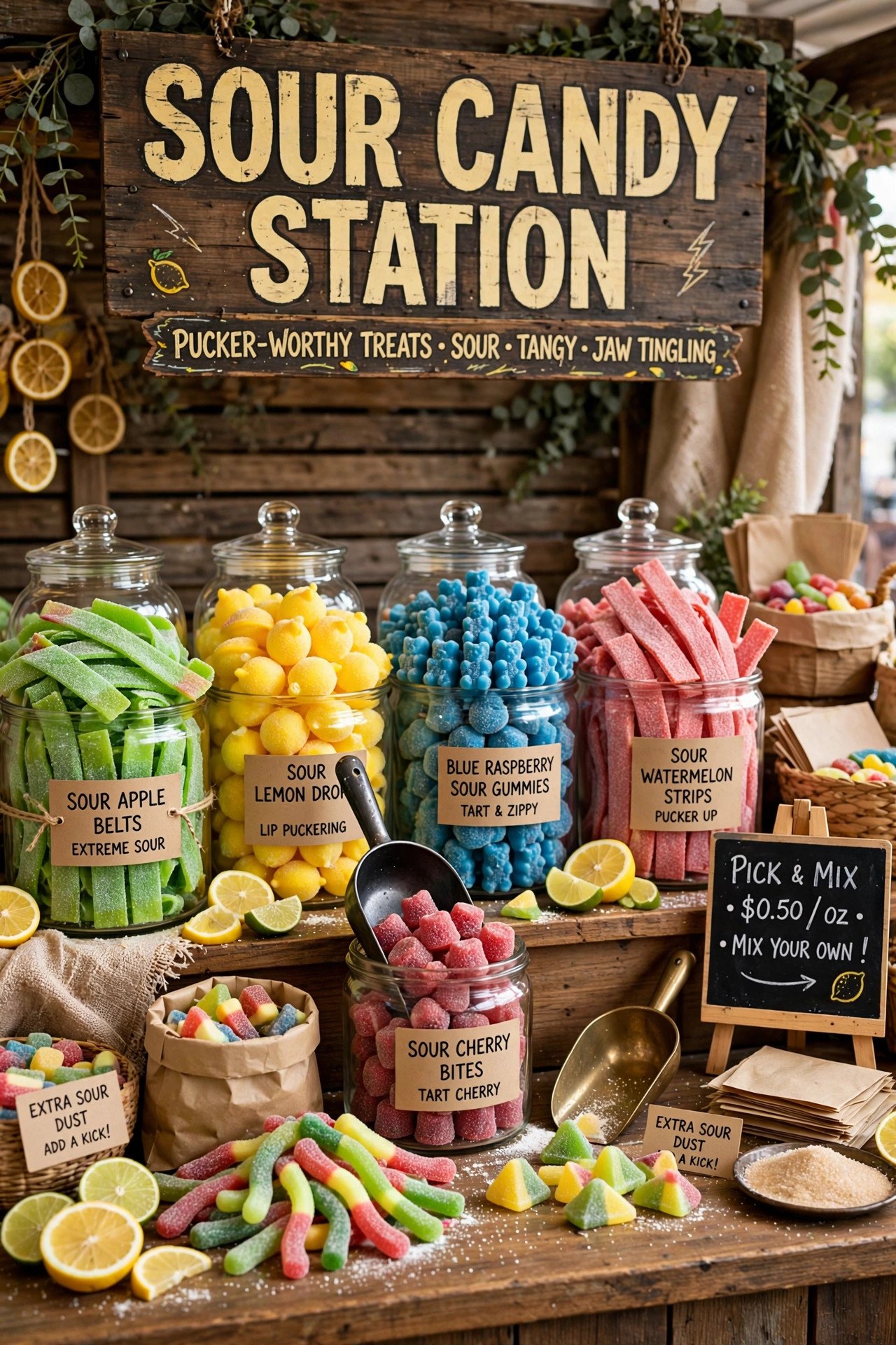 Sour candy station with pucker-worthy treats