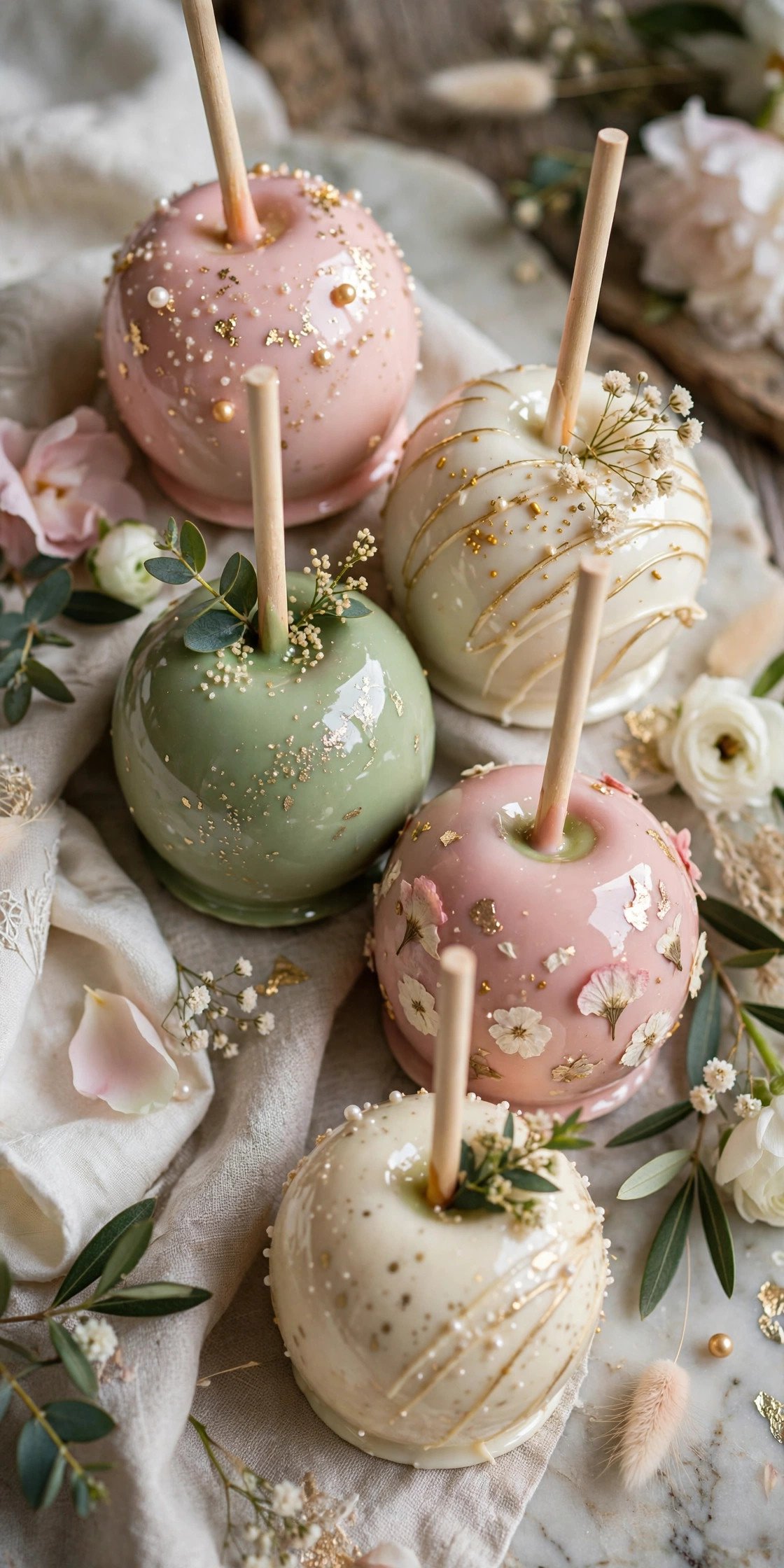Candy apples in wedding colors