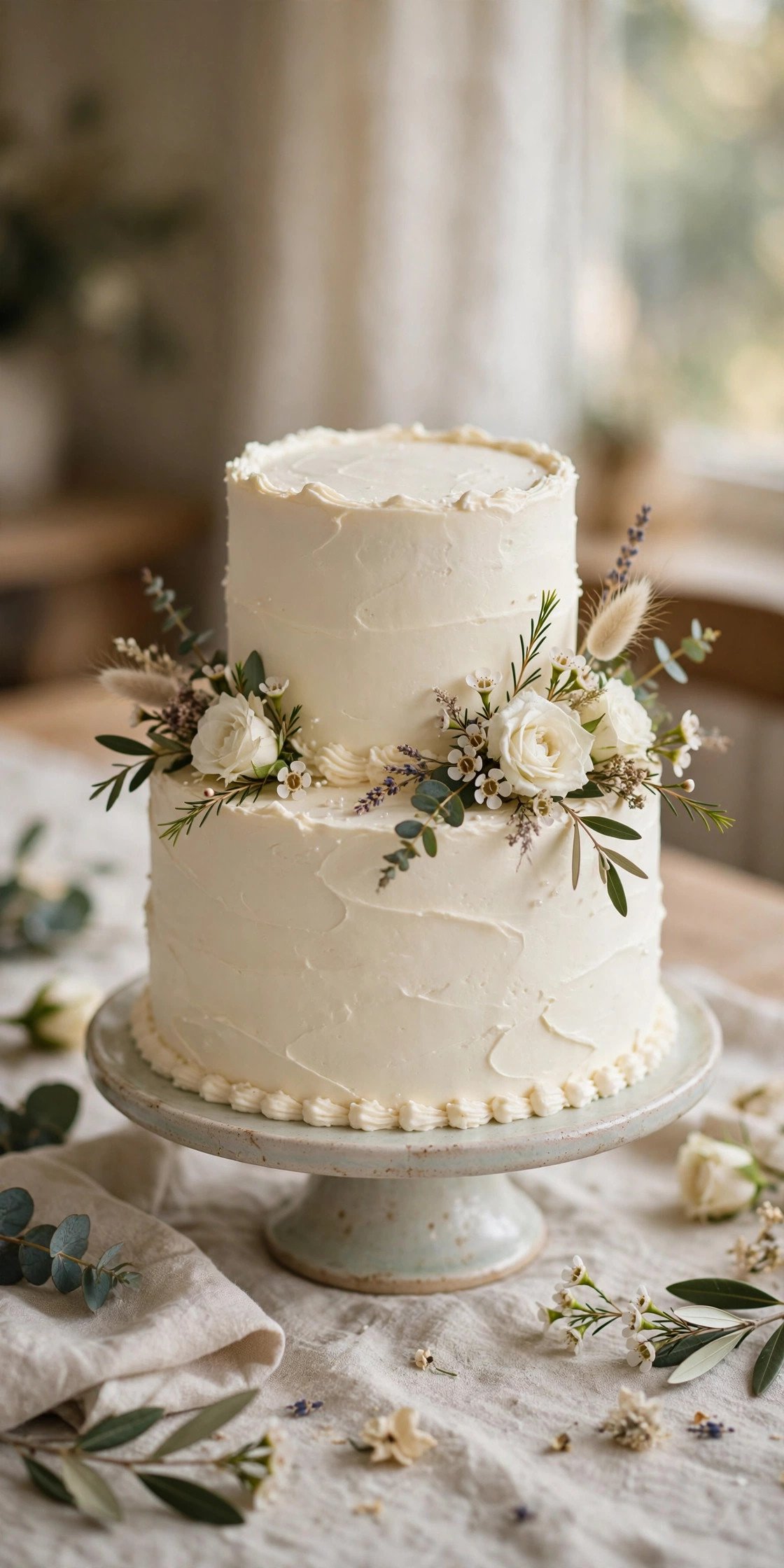 Petite two-tier wedding cake in 4 and 6 inch sizes