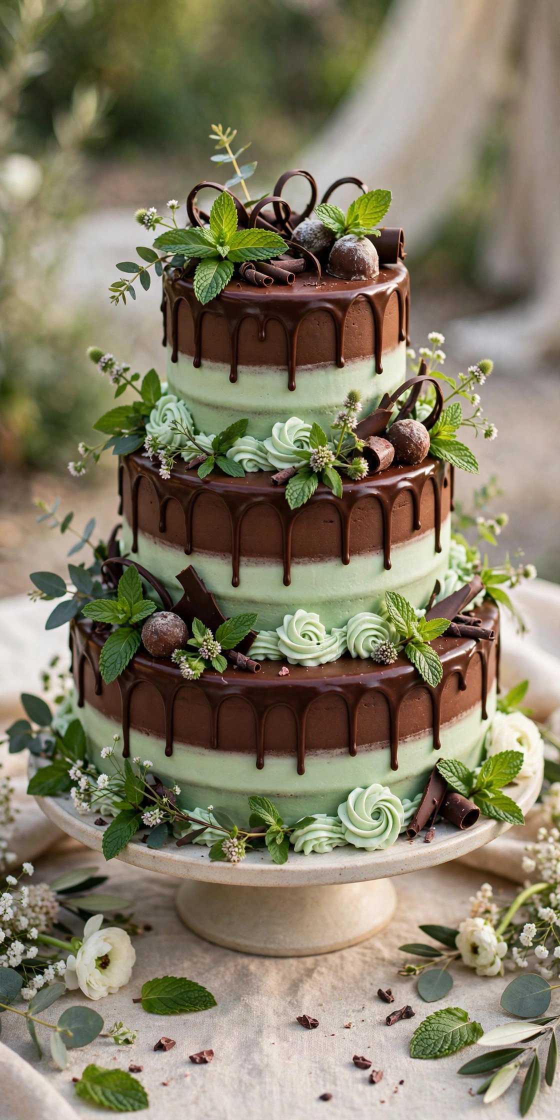 Chocolate mint wedding cake
