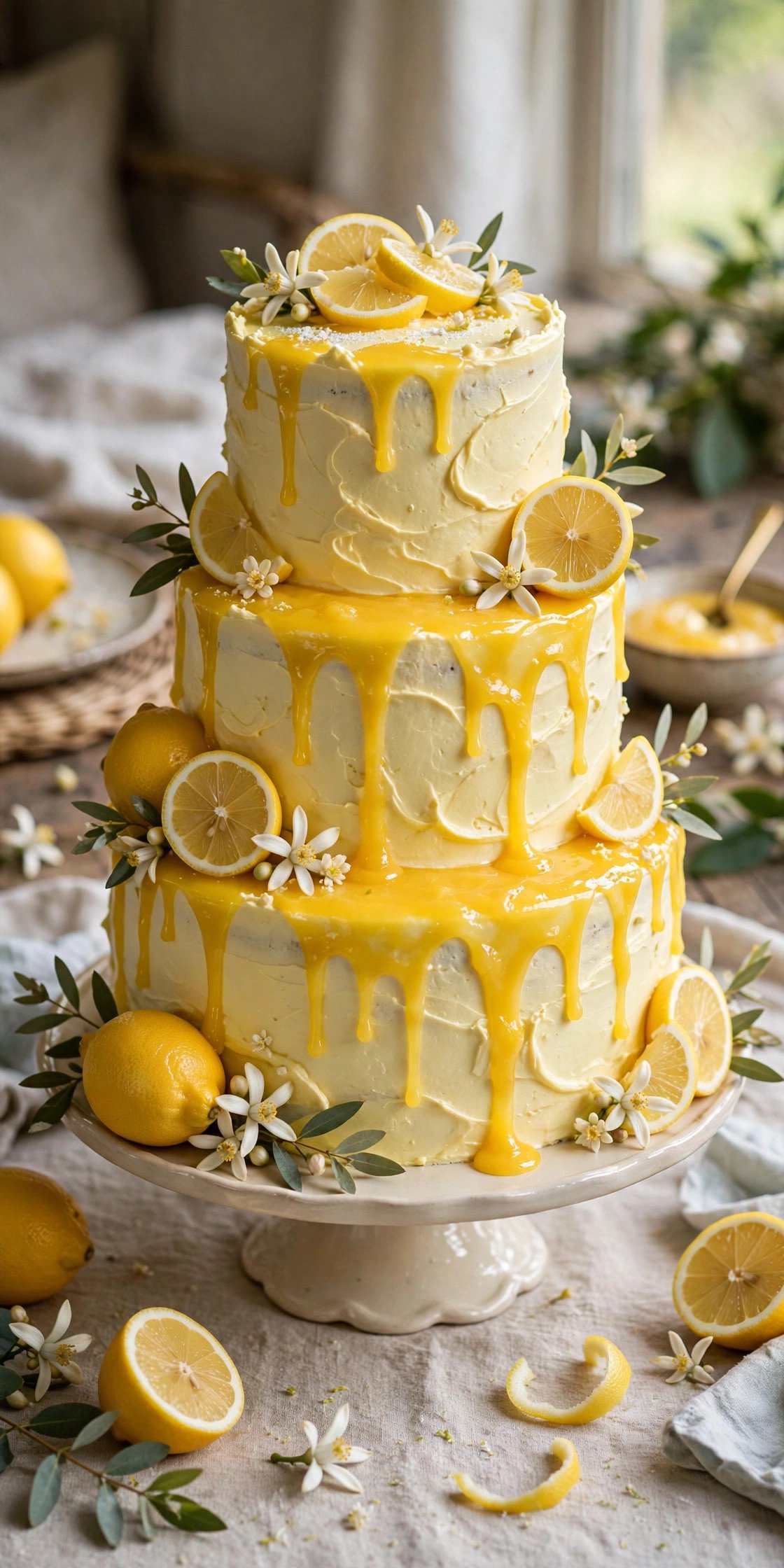 Lemon wedding cake with citrus curd