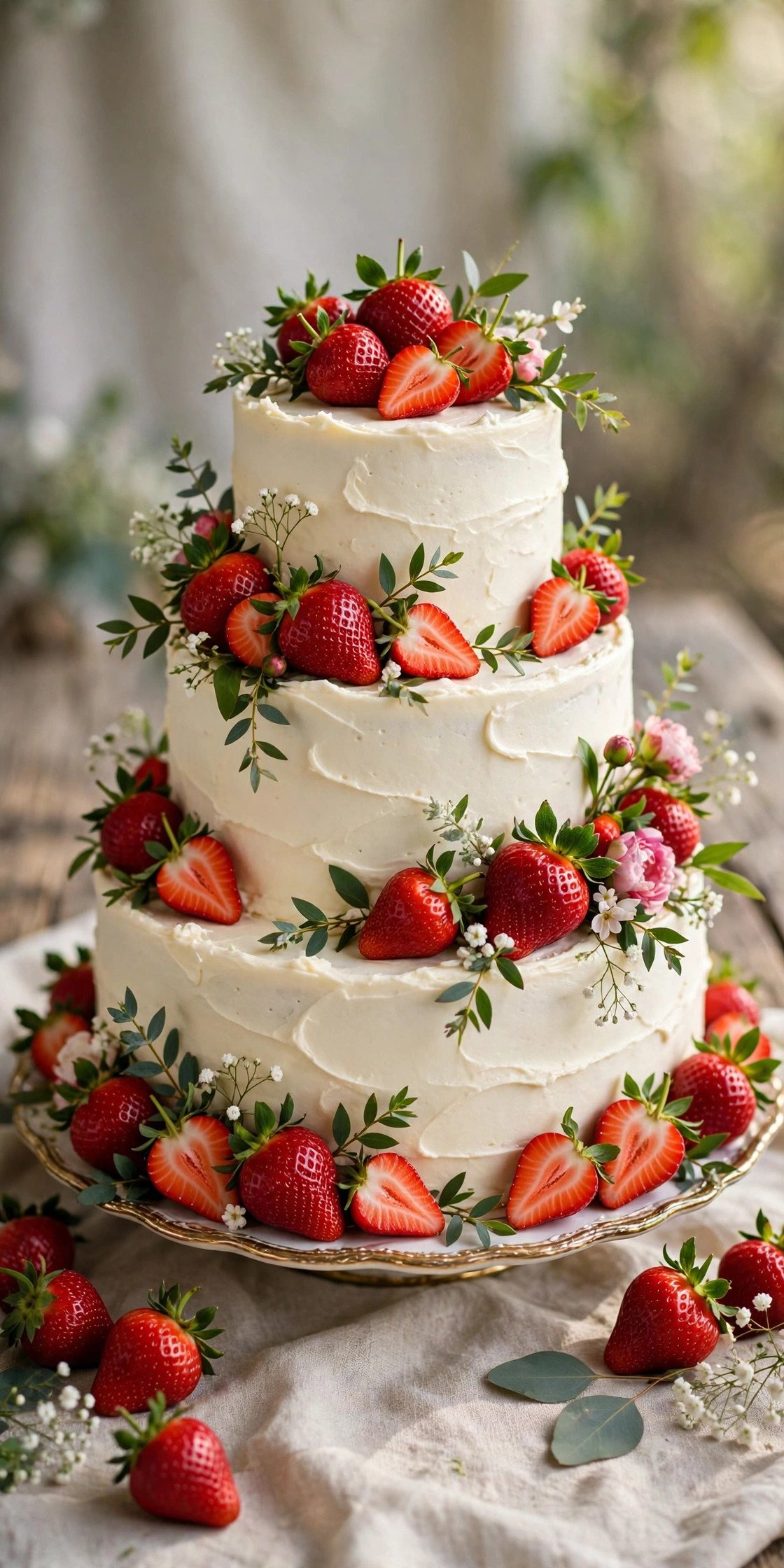 Fresh strawberry wedding cake