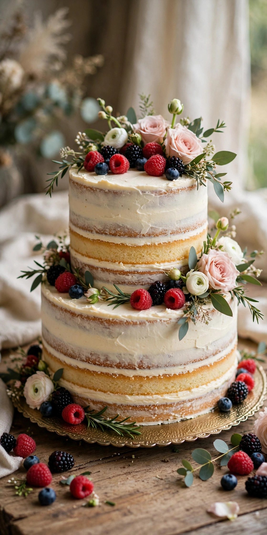 Two-tier naked wedding cake