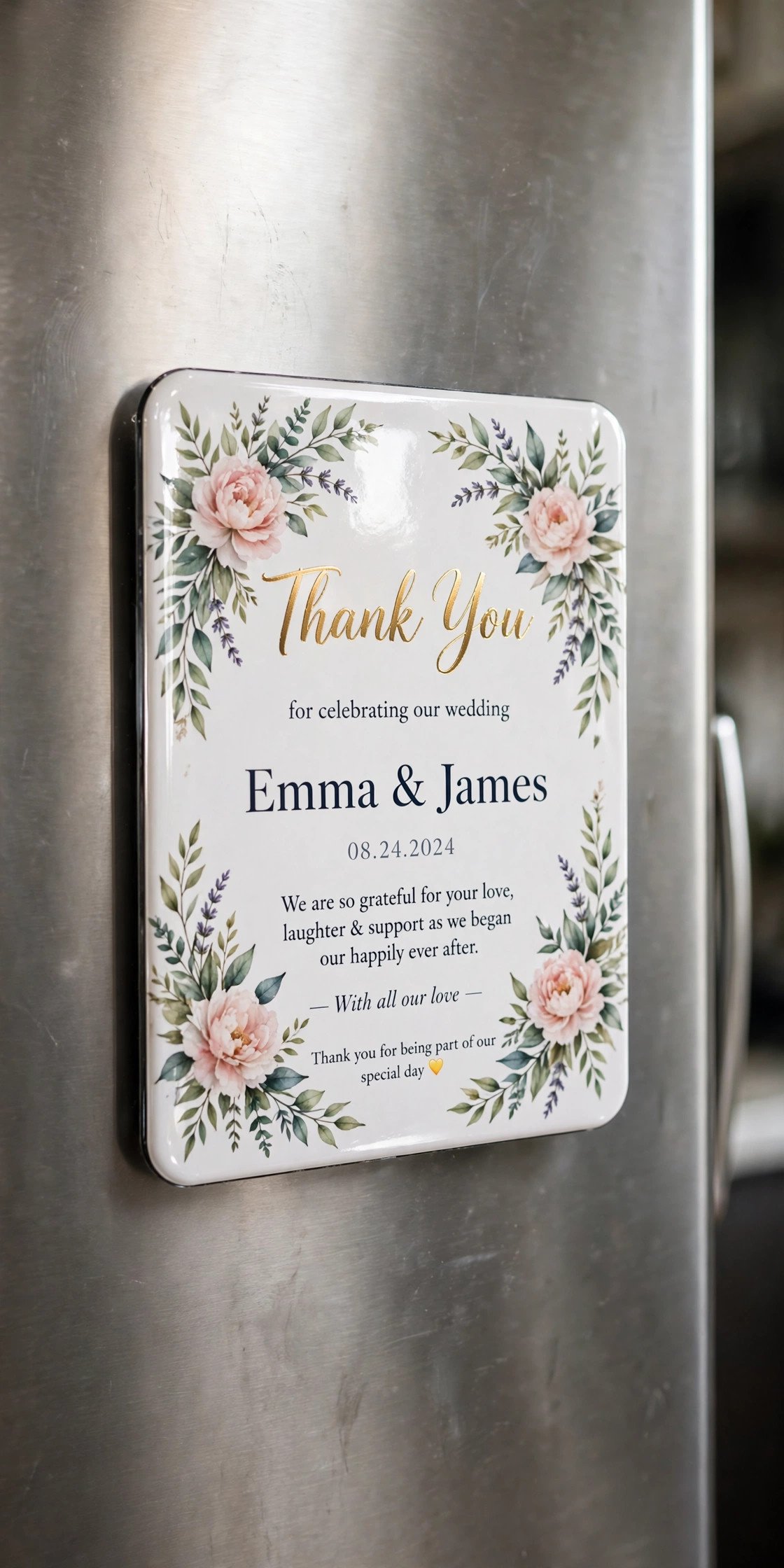 Wedding thank you magnet for refrigerator