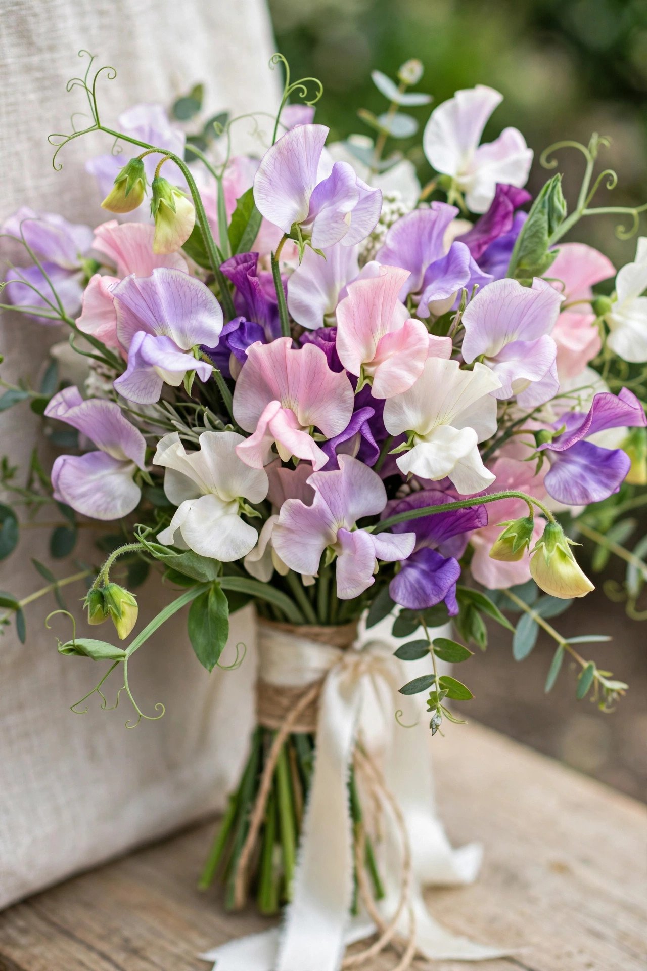 Sweet pea flowers for bridal bouquet