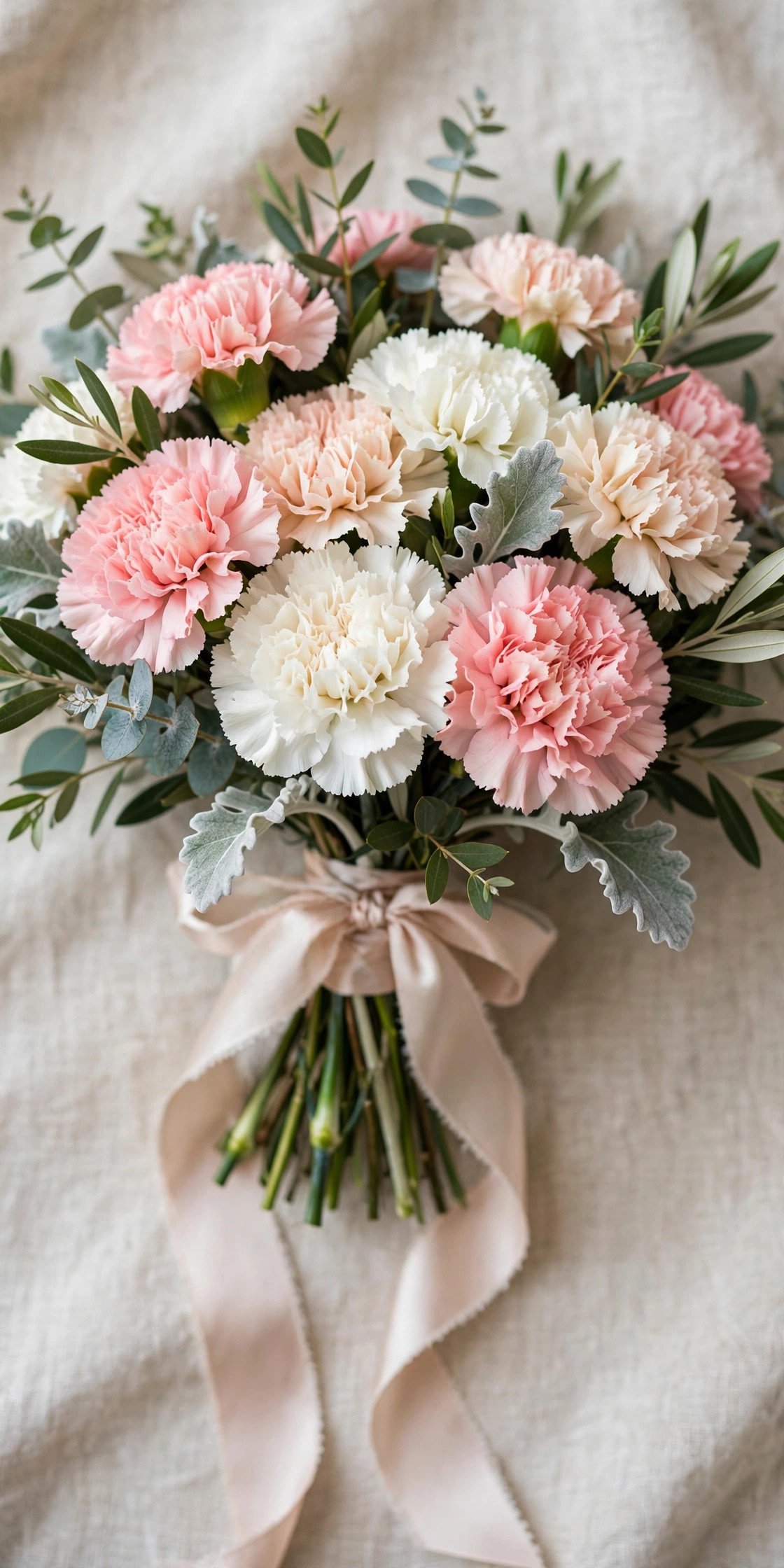 Carnations for modern bridal bouquet