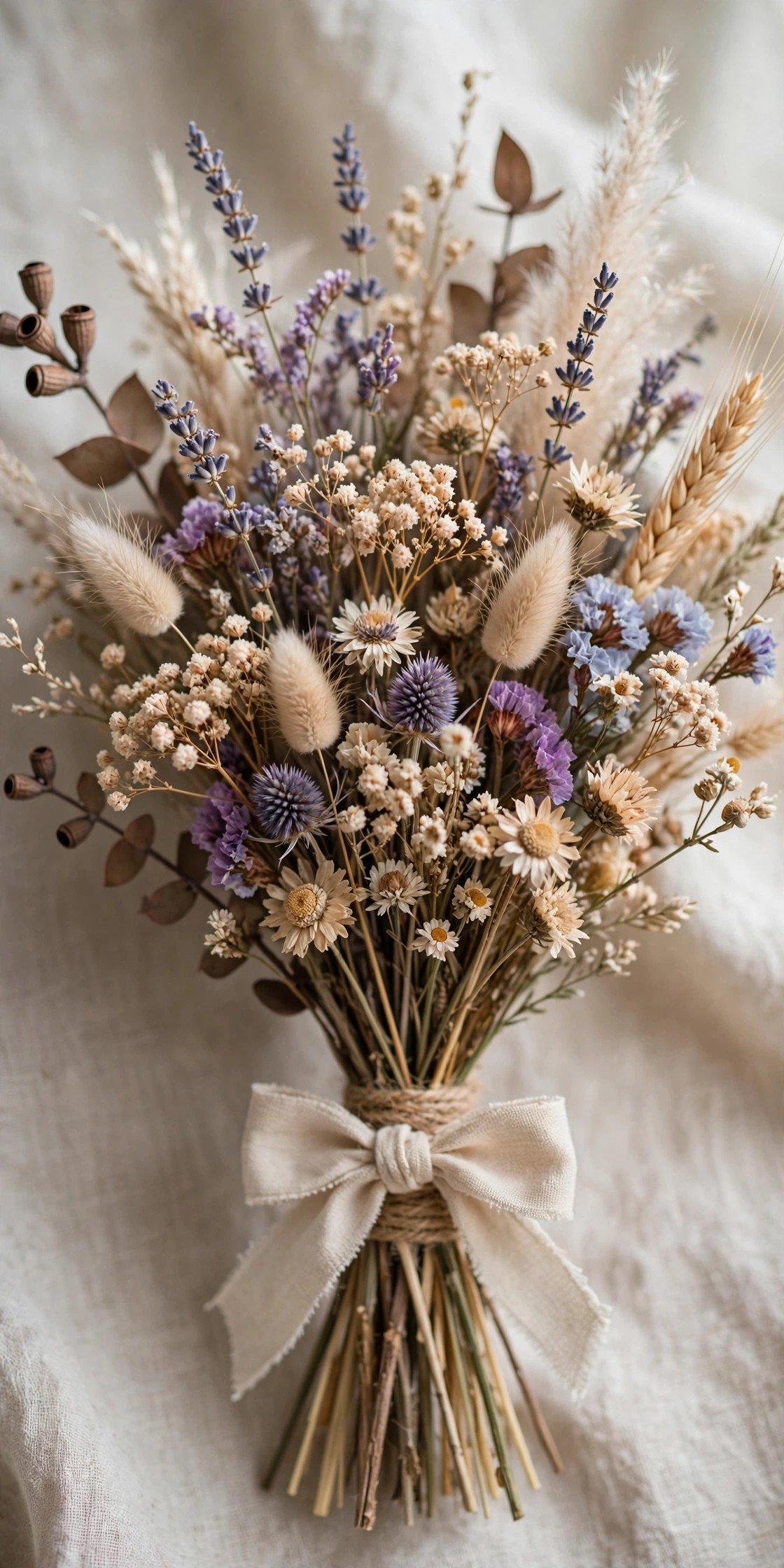 Dried wildflower wedding bouquet