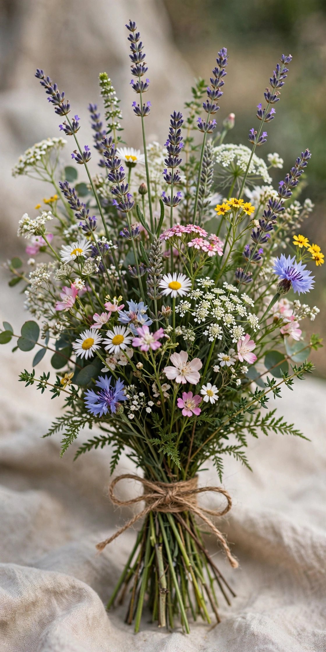 Wildflower bouquet mixed with lavender