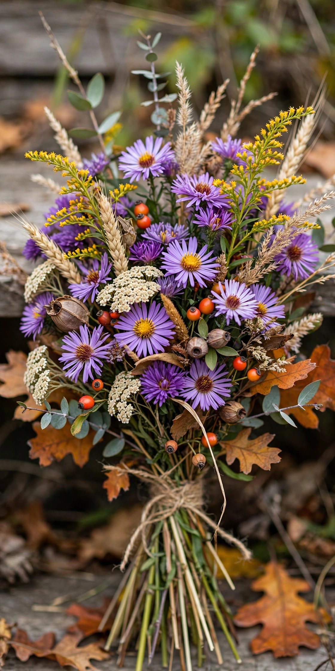 Fall wildflower bouquet with asters