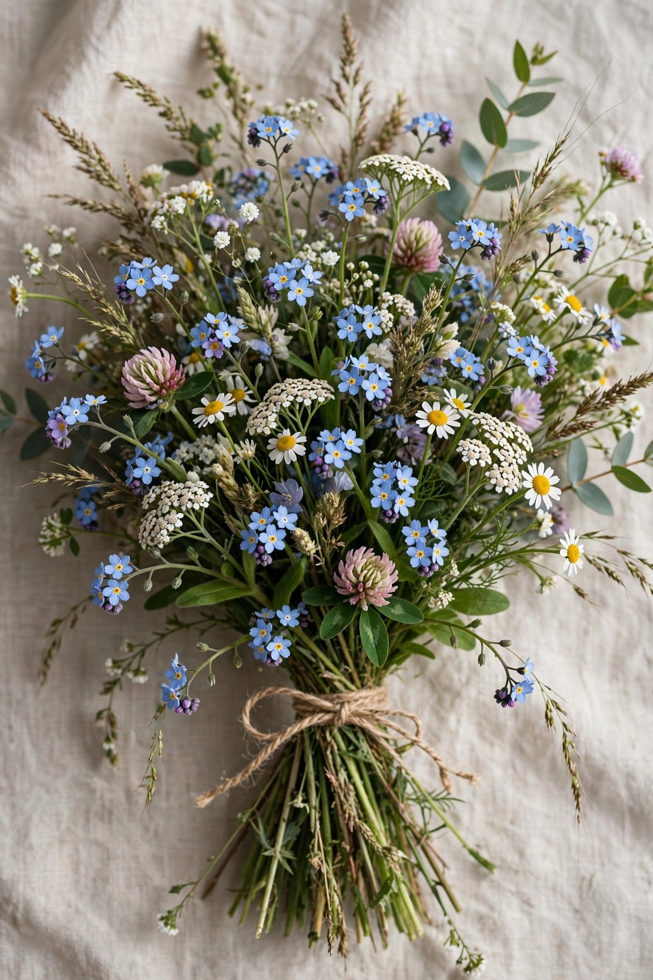 Wildflower bouquet with forget-me-nots
