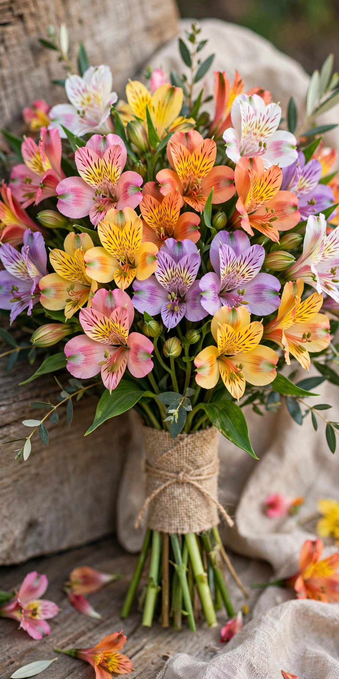 Colorful alstroemeria flowers as long-lasting budget wedding blooms