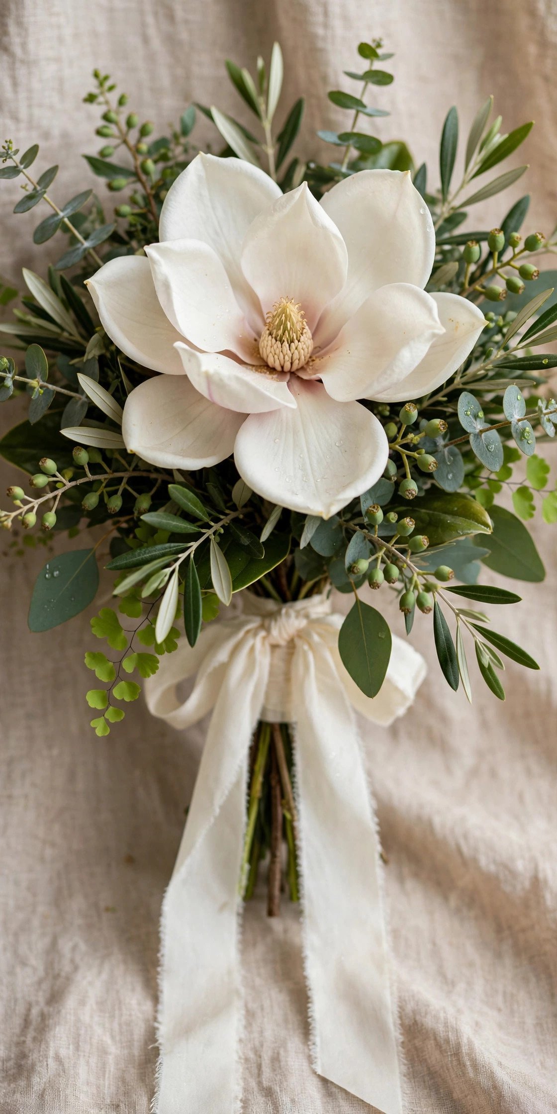Single magnolia bloom statement bridal bouquet
