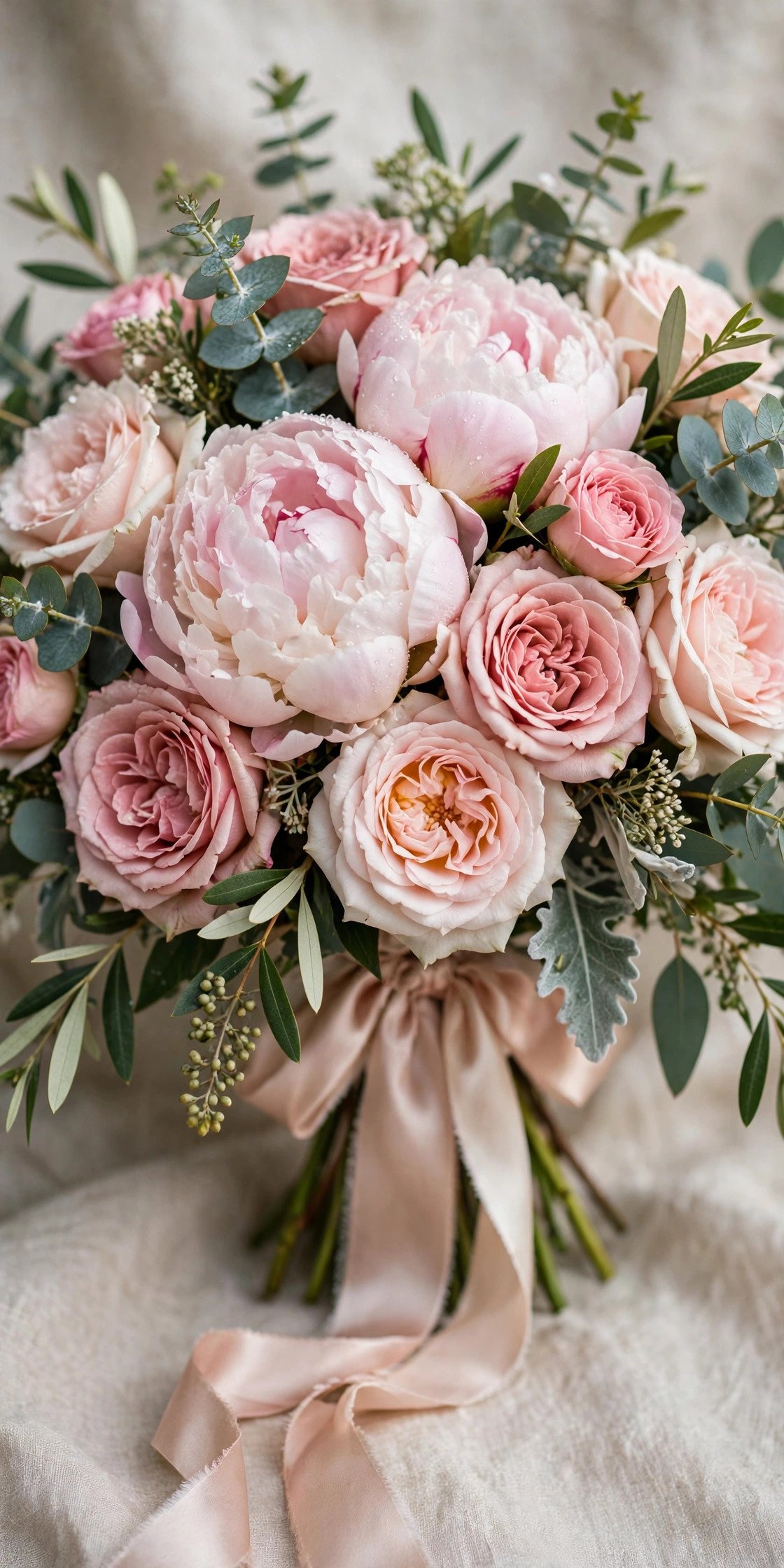 Luxurious peony and garden rose bridal bouquet