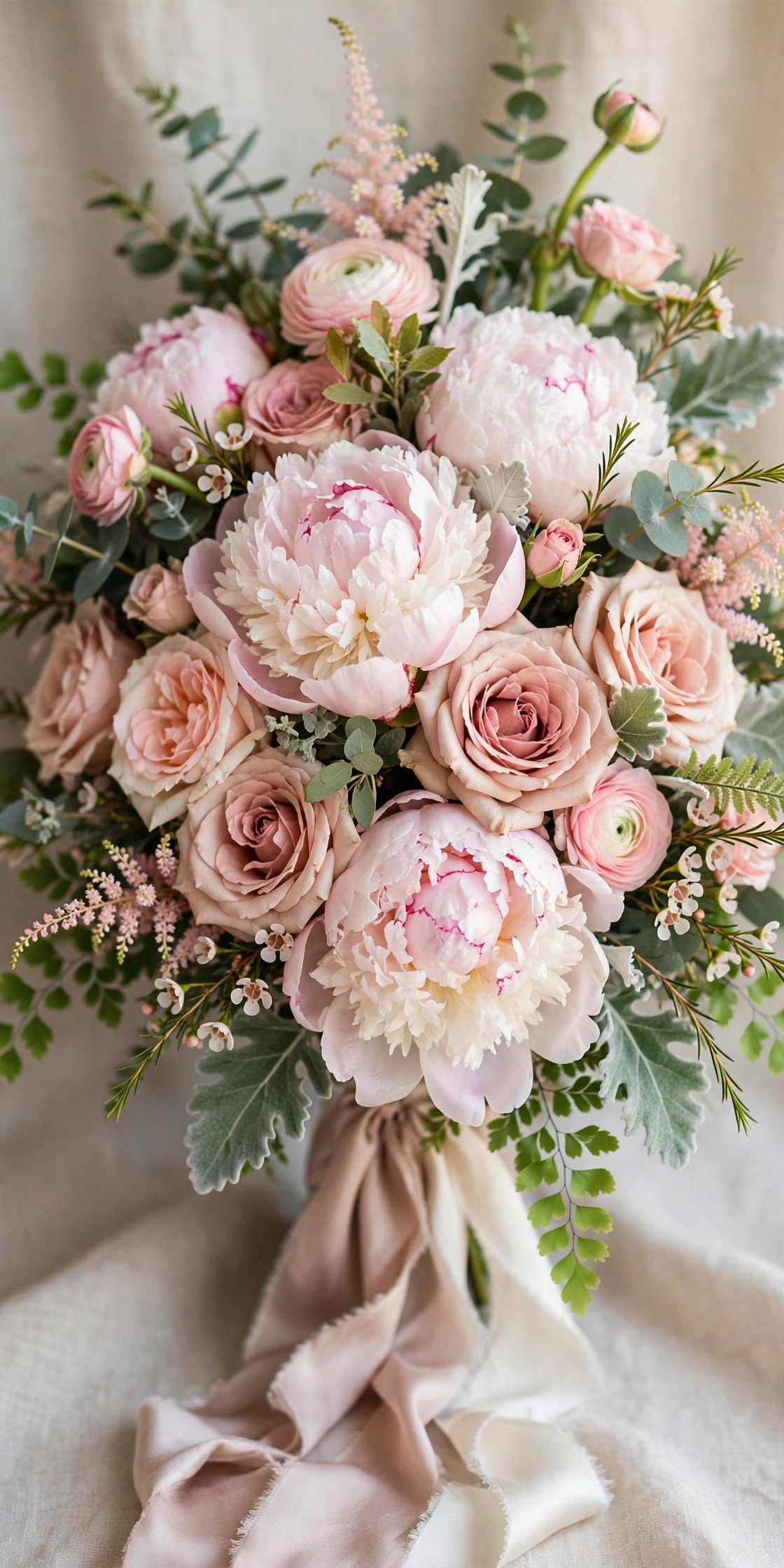 Luxurious rose and peony bridal bouquet
