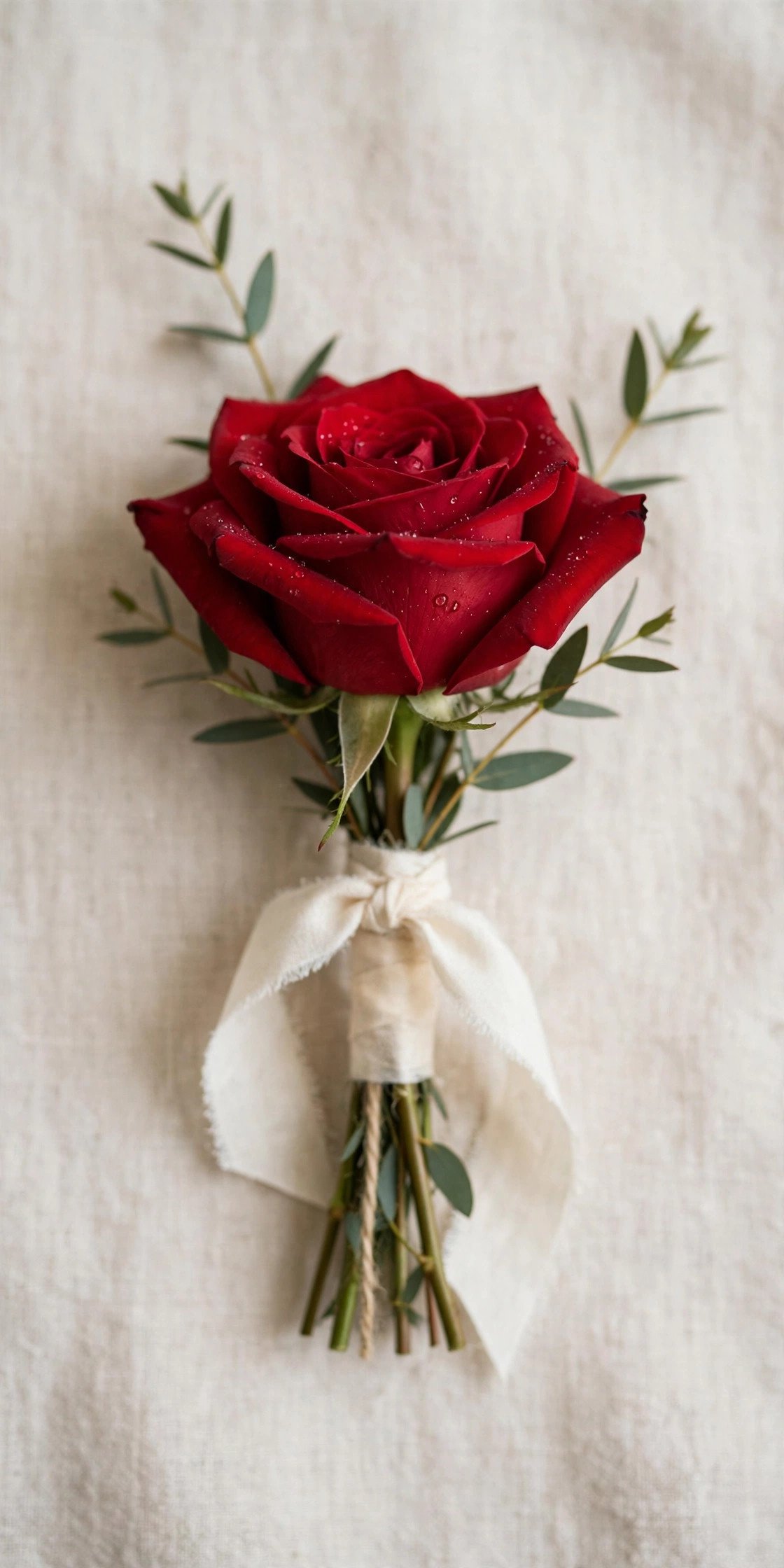Minimalist single red rose bridal bouquet