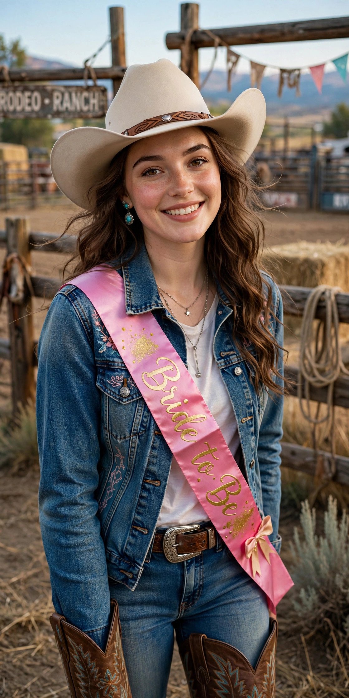 Western rodeo bachelorette with cowboy hats and boots