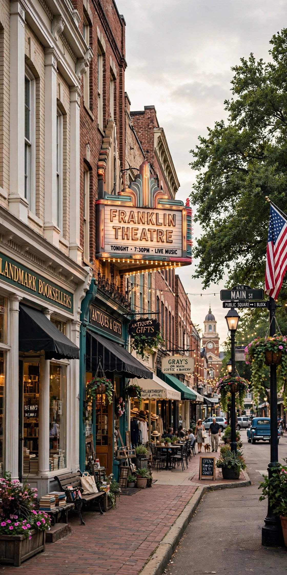 Charming Main Street in Franklin Tennessee