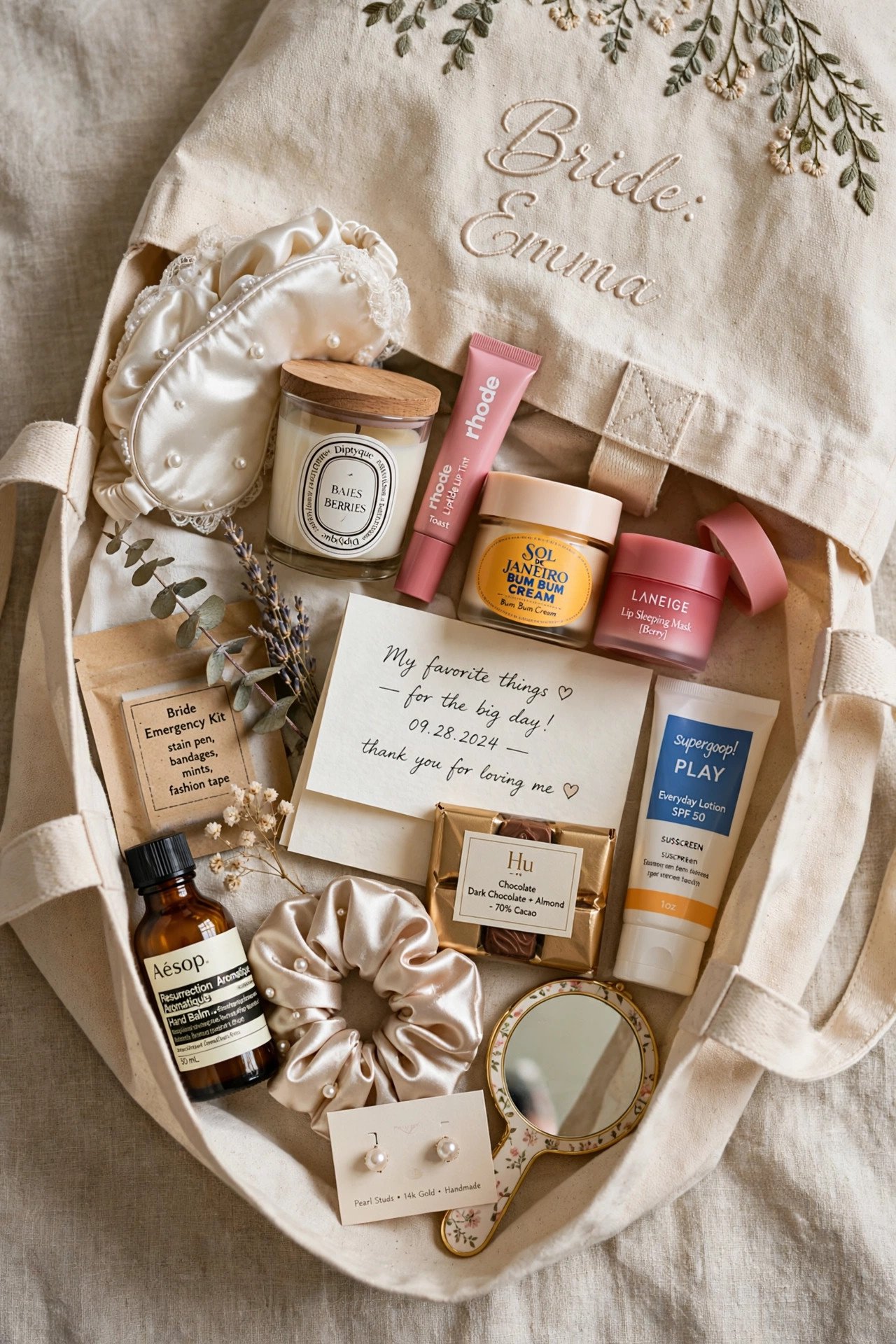 Curated bag of the bride's favorite products