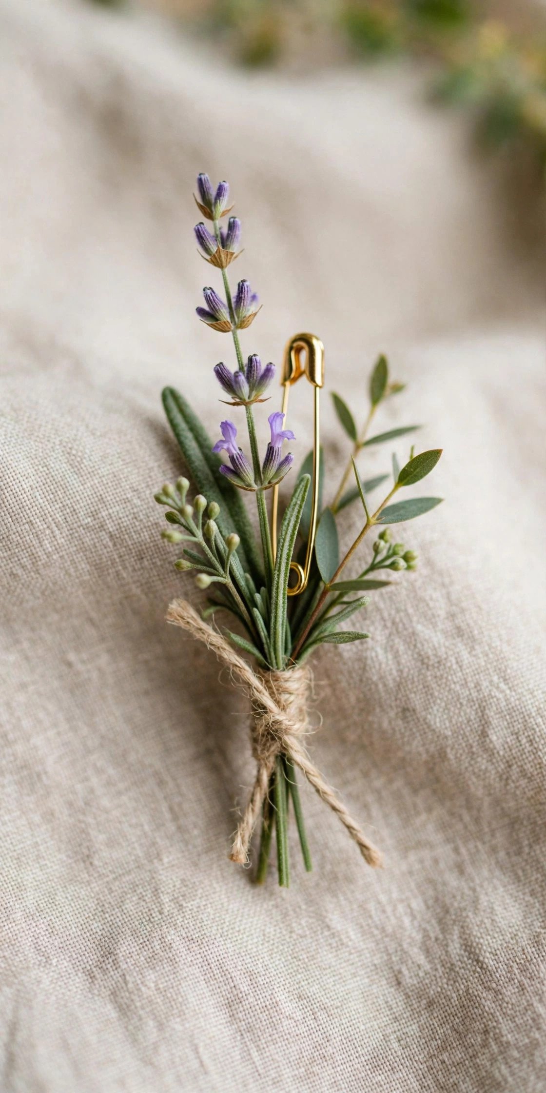 Simple lavender sprig boutonniere