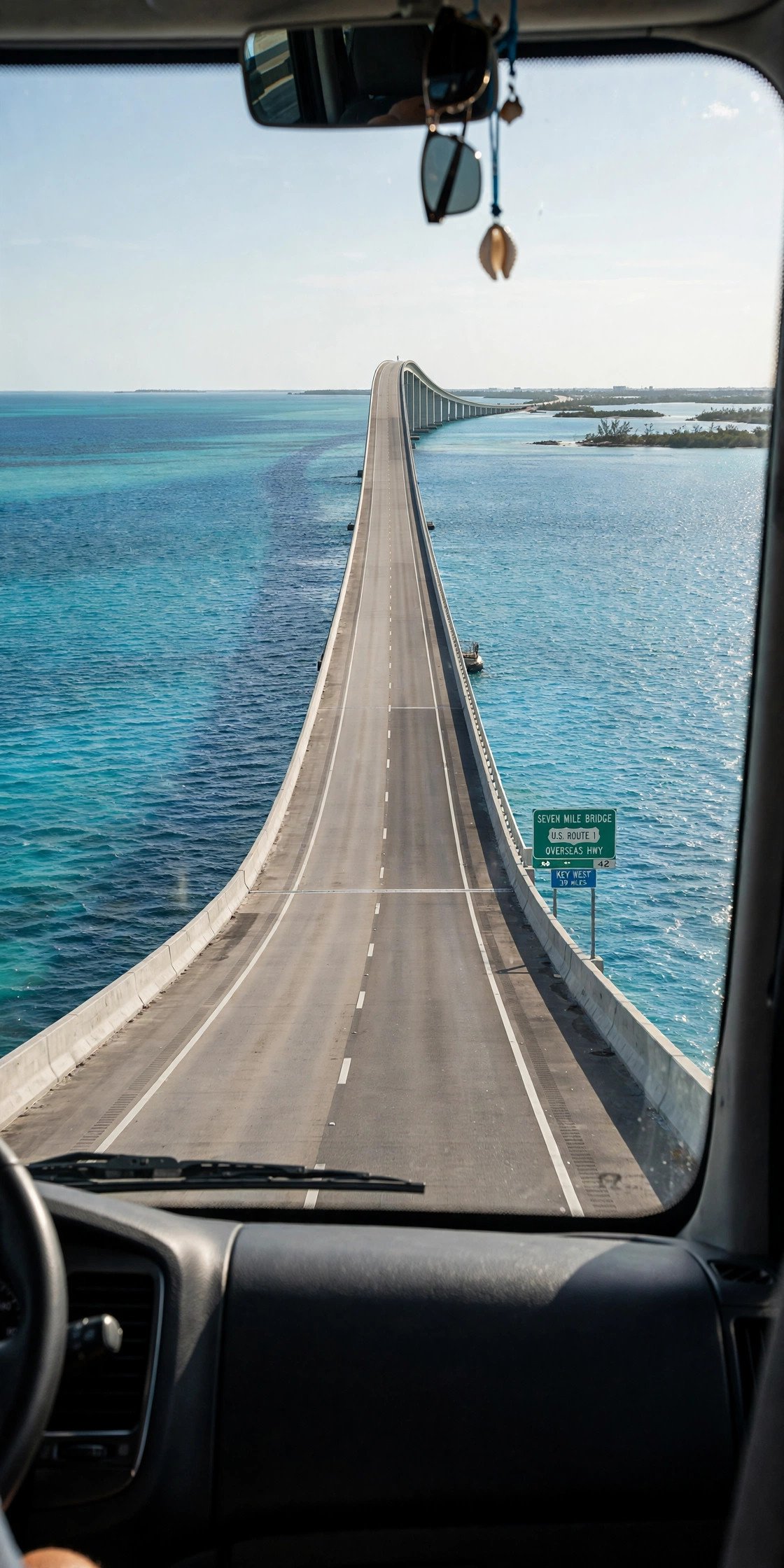 Driving over the Seven Mile Bridge in the Florida Keys