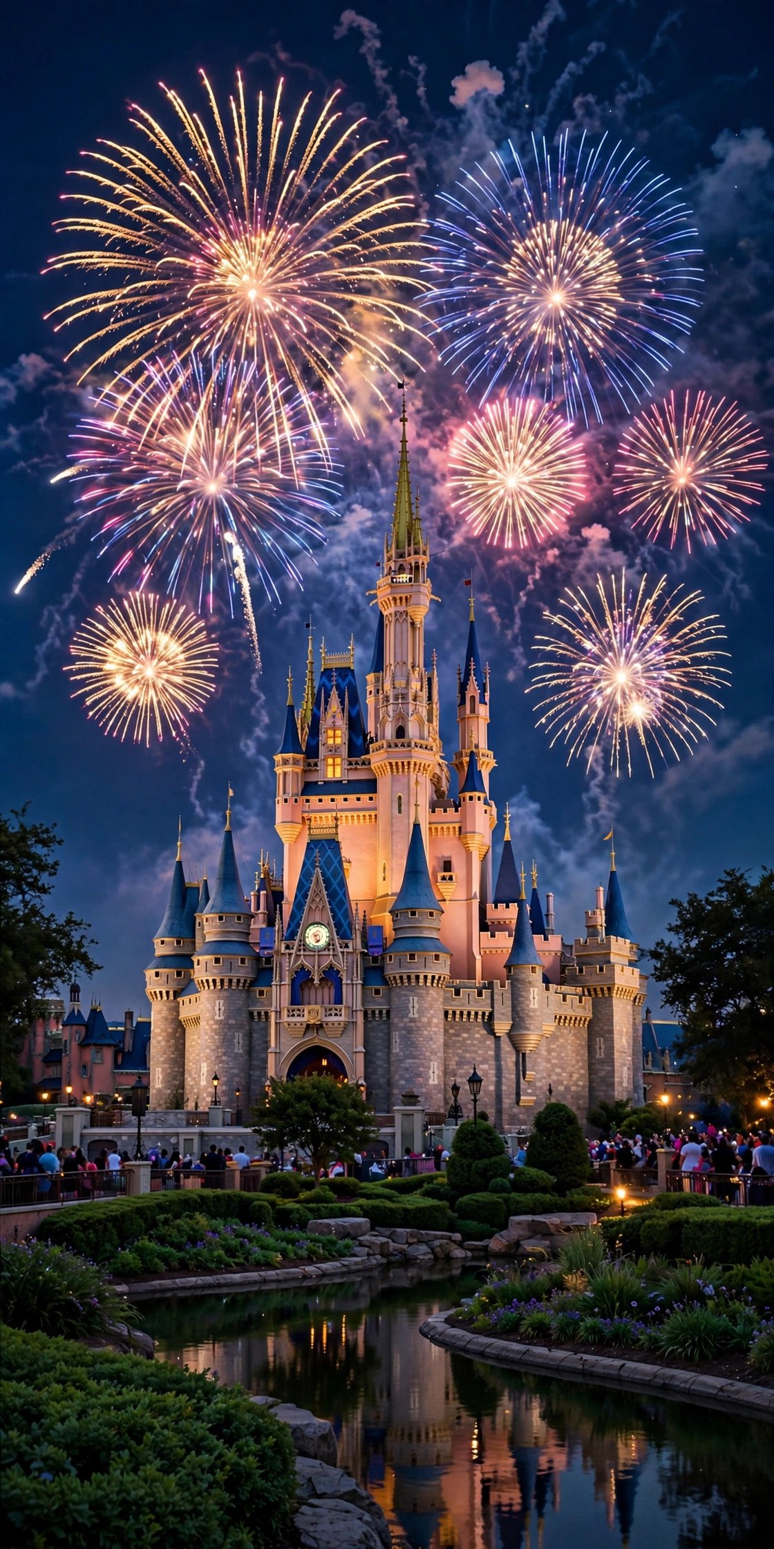 Cinderella Castle with fireworks at Disney World