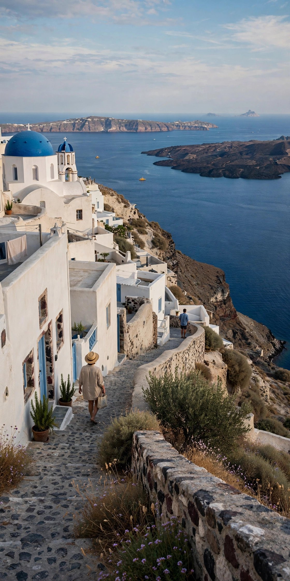 Santorini caldera view with fewer crowds