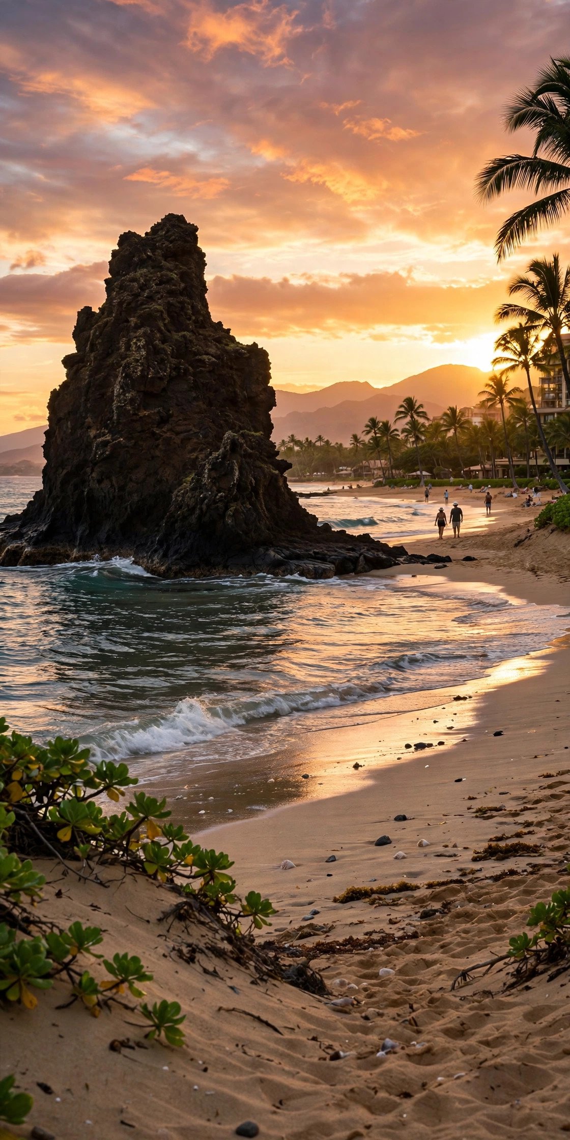 Kaanapali Beach in Maui at sunset