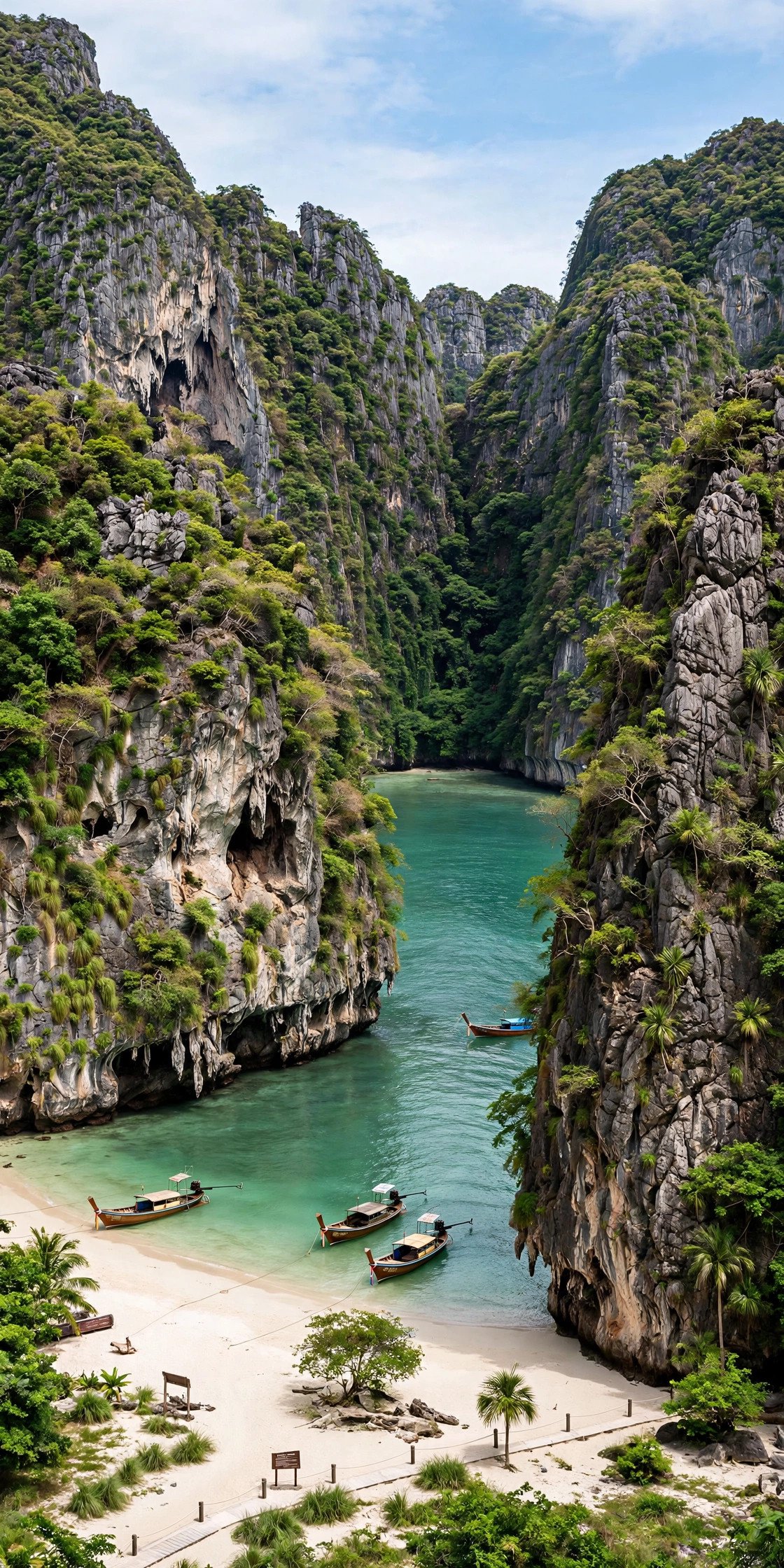 Maya Bay limestone cliffs in Thailand