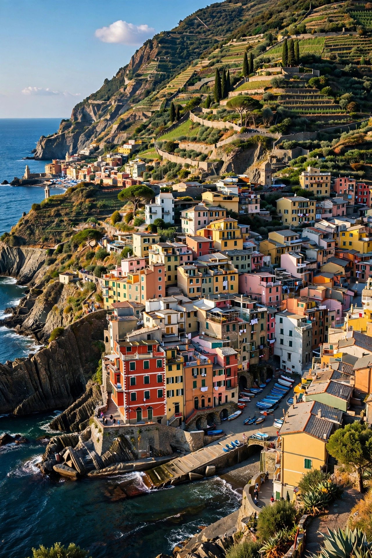 Colorful Cinque Terre villages on cliffs