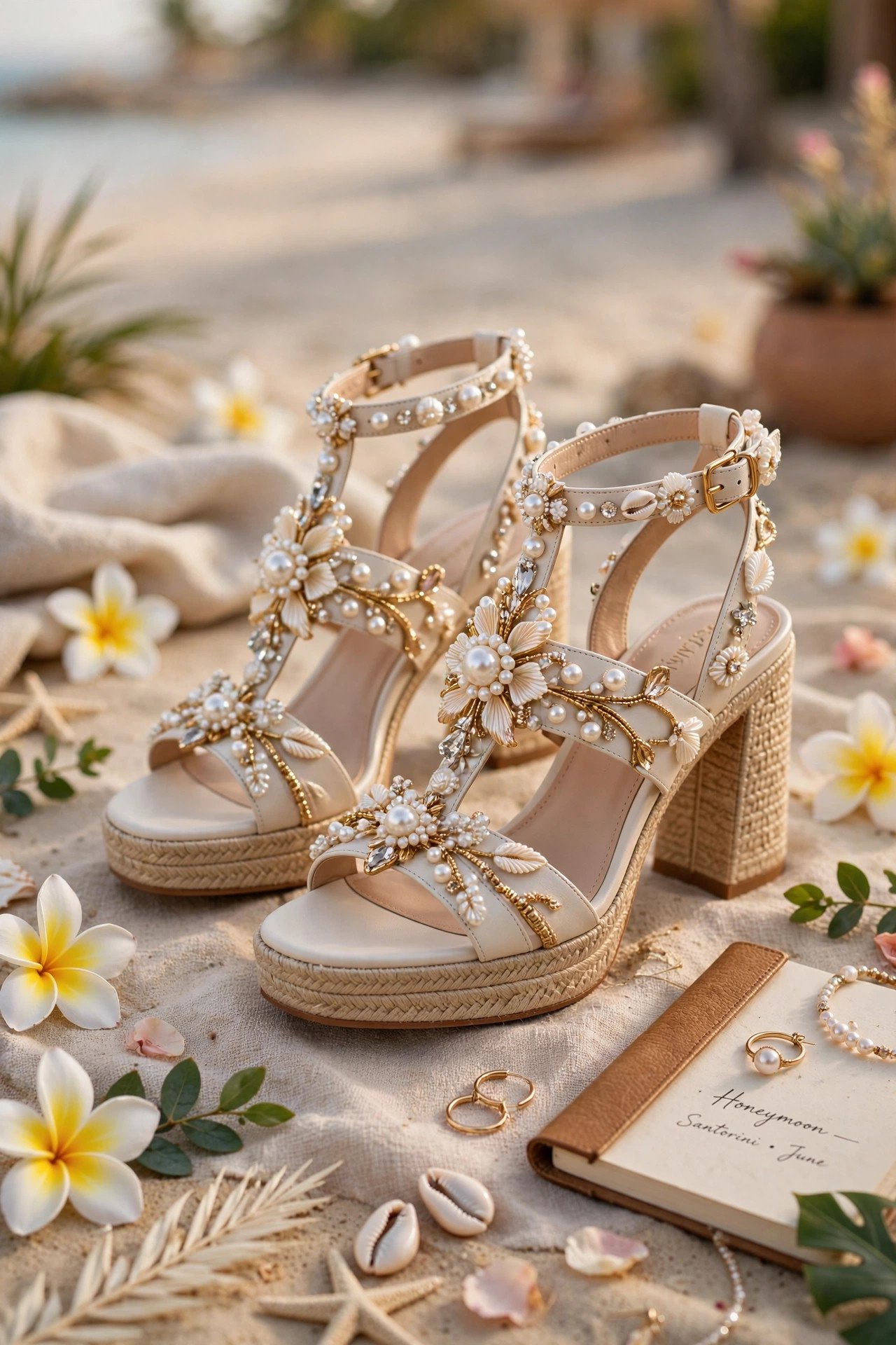 Stylish statement sandals for honeymoon