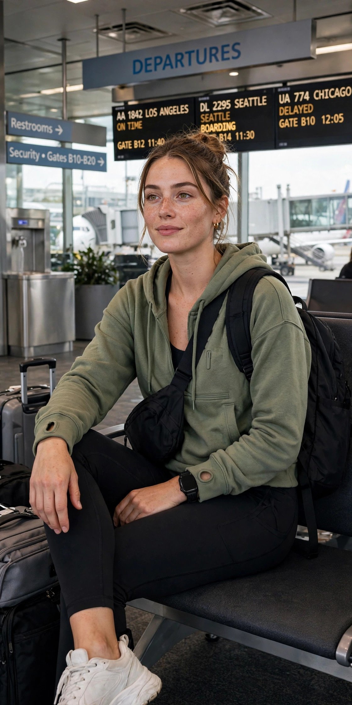 Comfortable athleisure outfit at airport