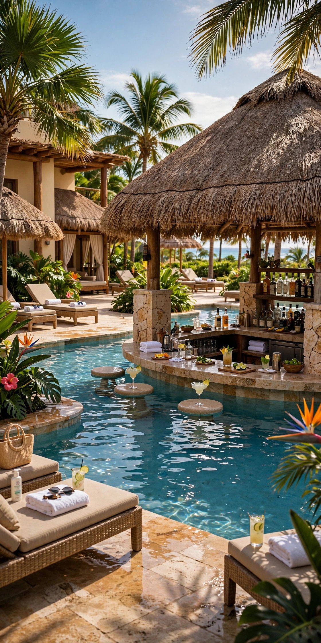 Riviera Maya resort pool with swim-up bar