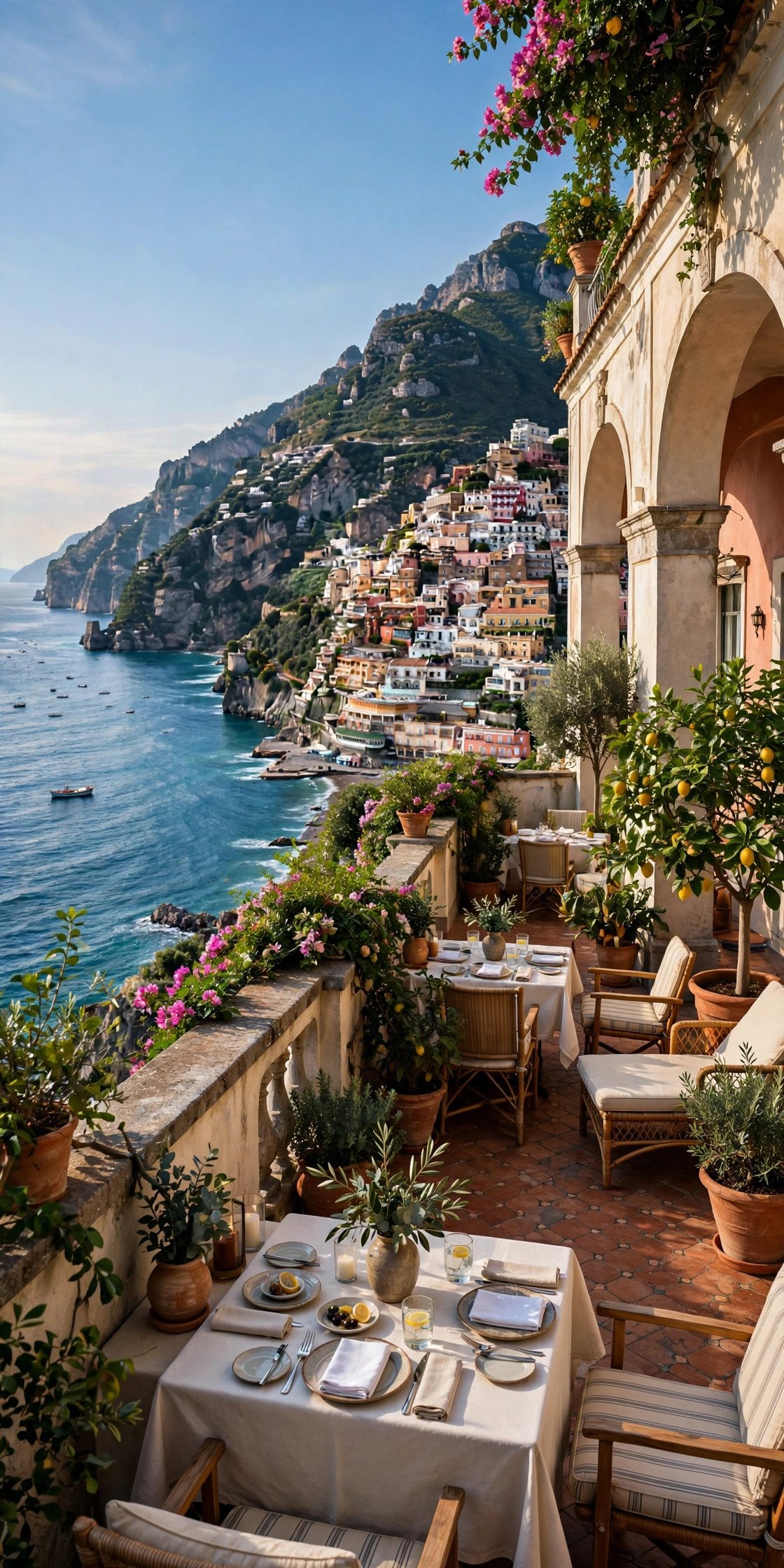 Amalfi hotel terrace over the sea