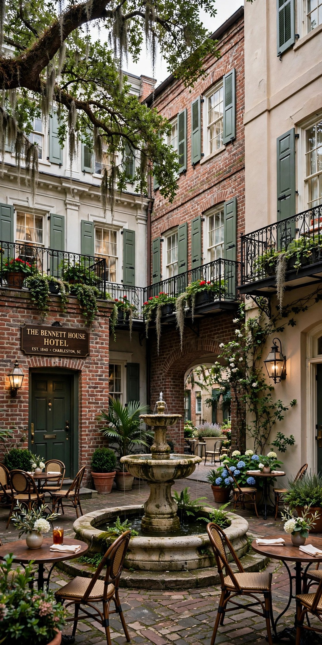Charleston historic hotel courtyard