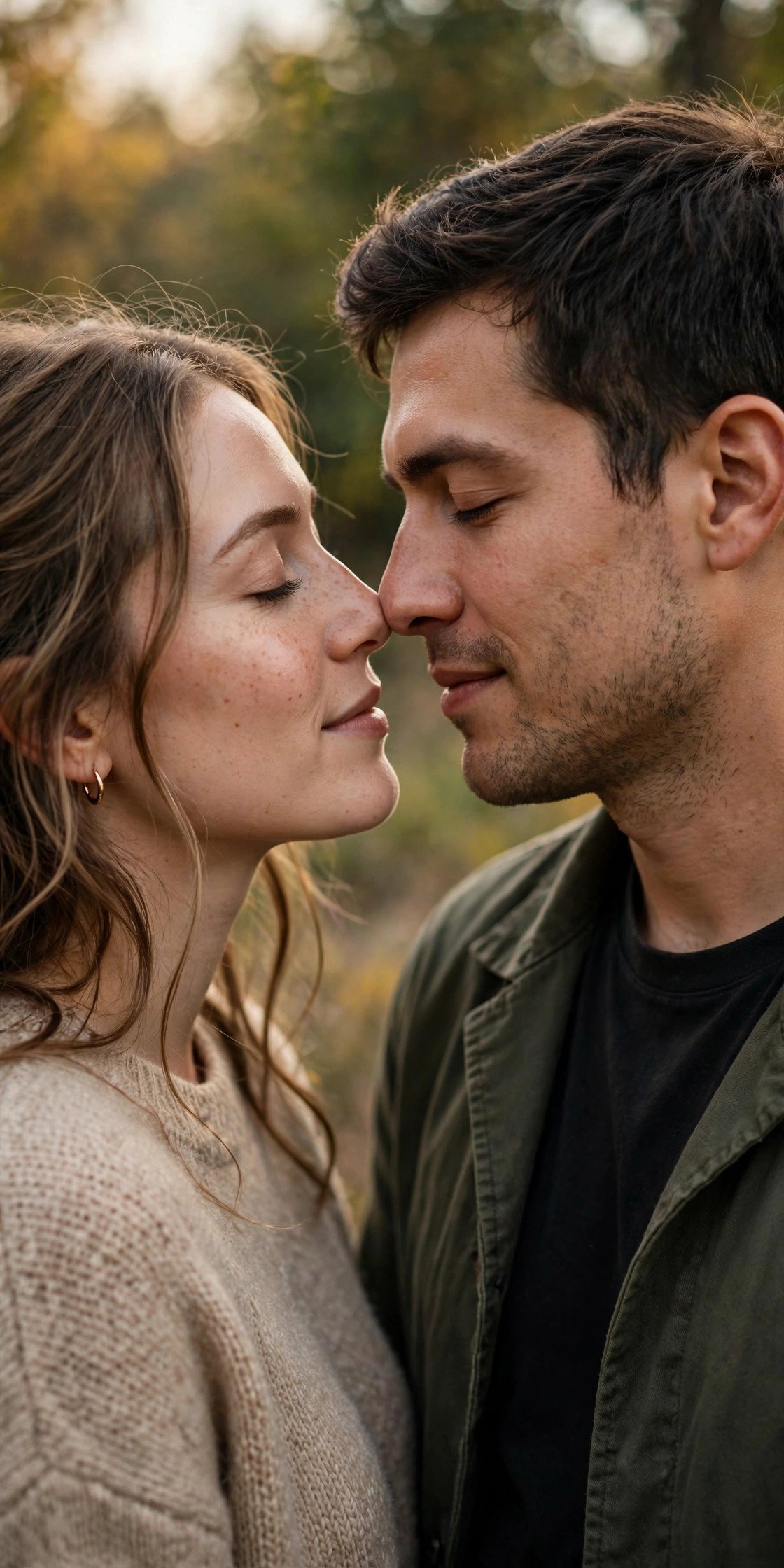 Couple touching noses with eyes closed