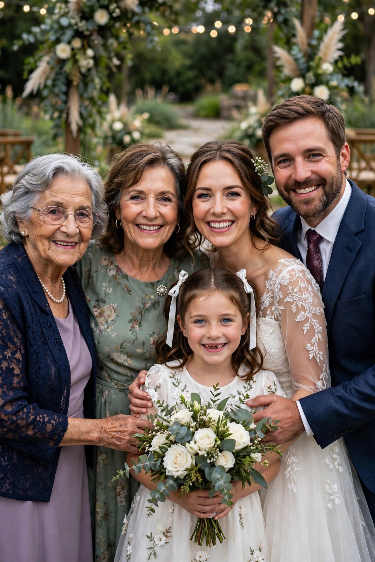 Four generations of family together at wedding