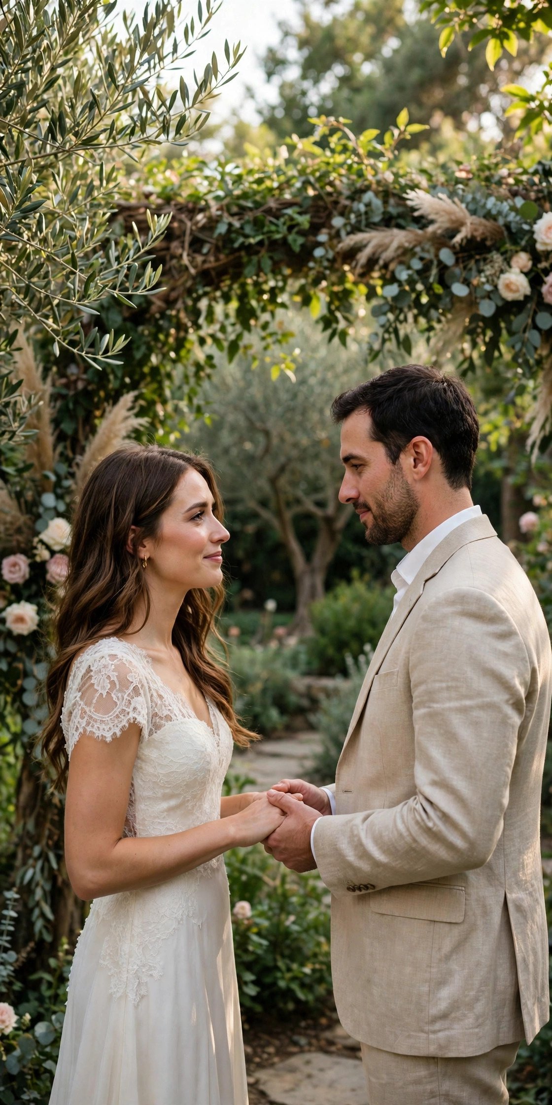Couple exchanging vows privately in a self-uniting ceremony style