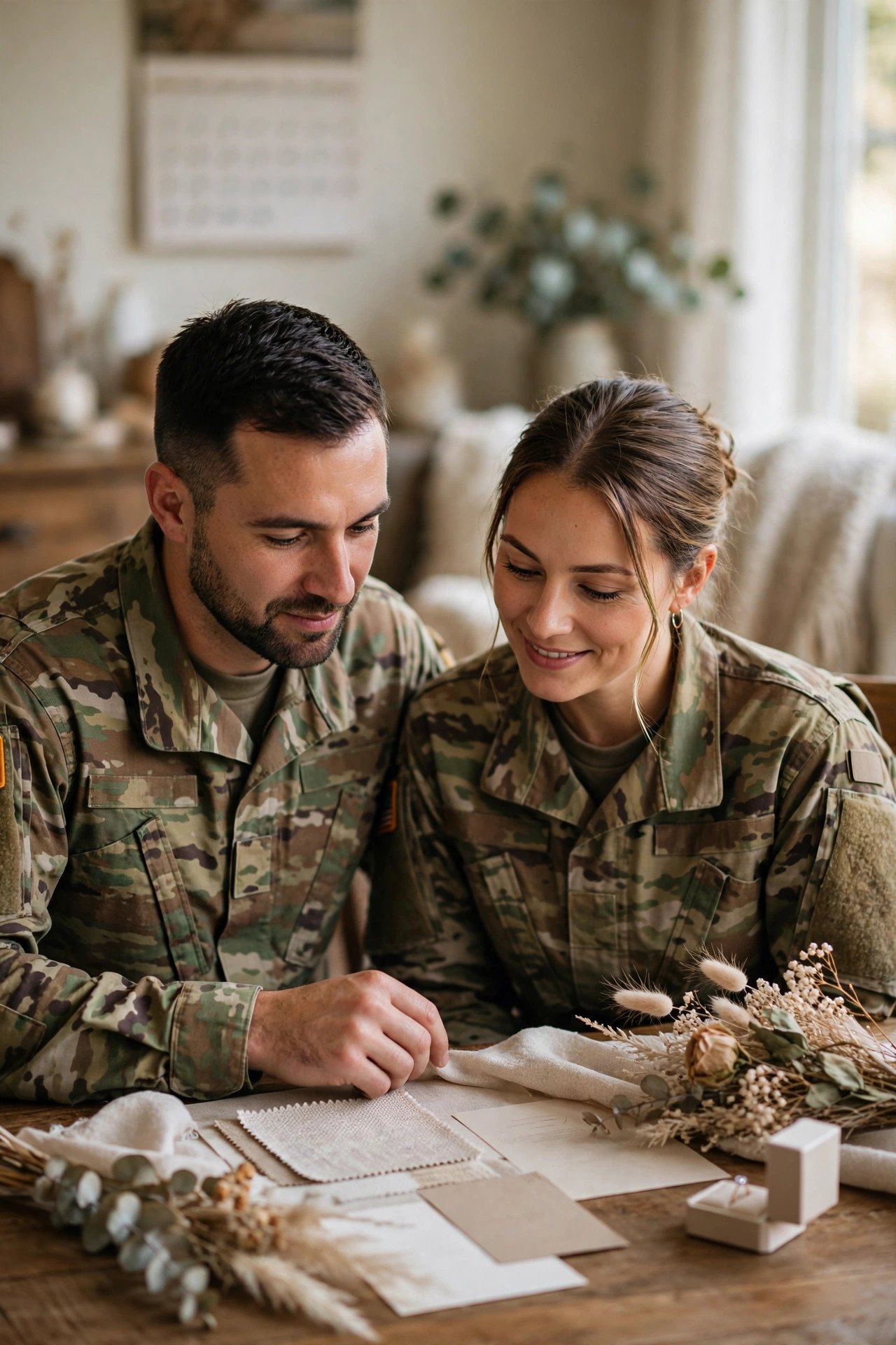 Military couple planning a wedding around deployment dates