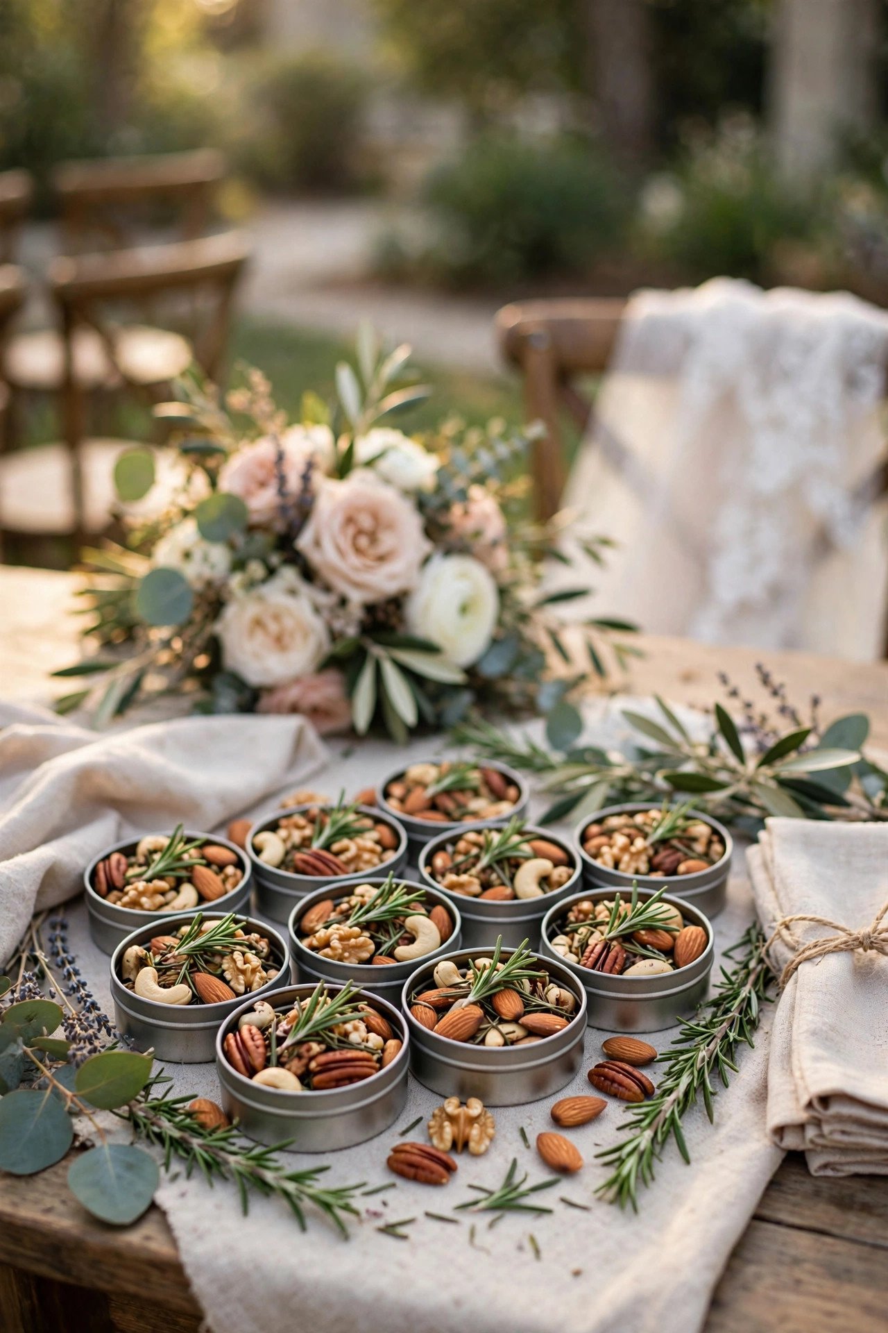 Small tins of rosemary spiced nuts