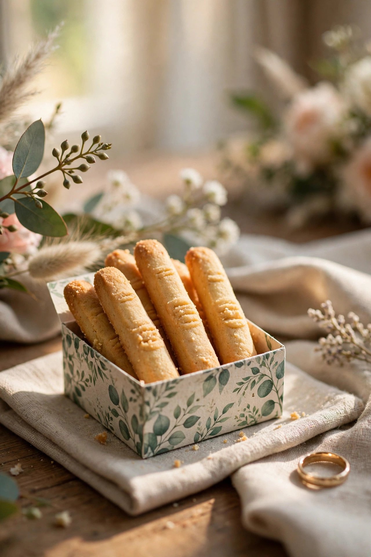 Shortbread fingers in a small printed box