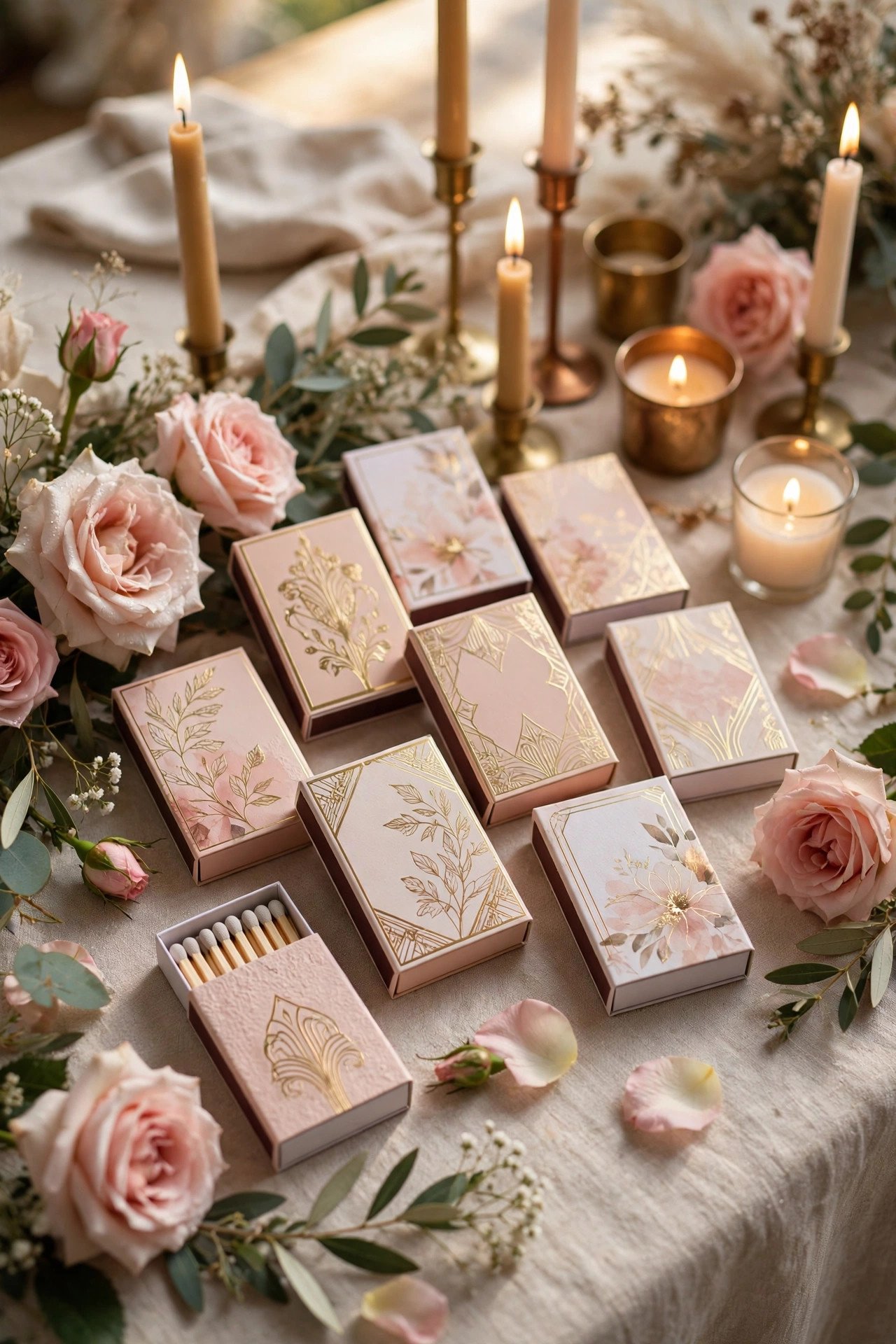 Custom Matchboxes at a beautifully styled 2027 wedding