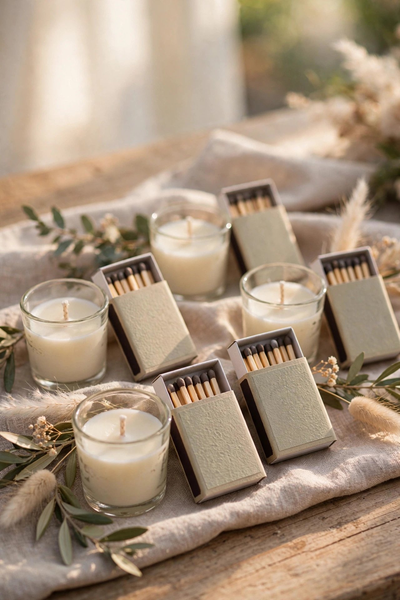 Candle and Match Sets in soft light at a 2027 wedding