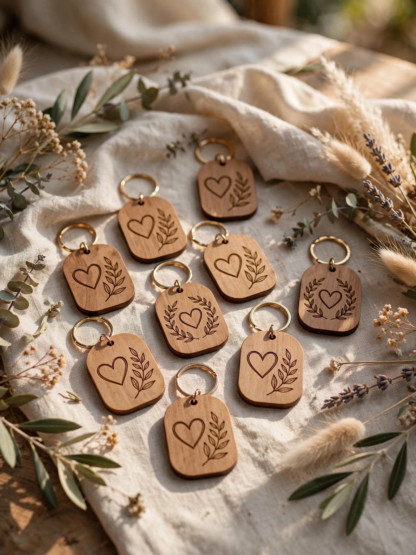 Engraved Wooden Keychains at a beautifully styled 2027 wedding