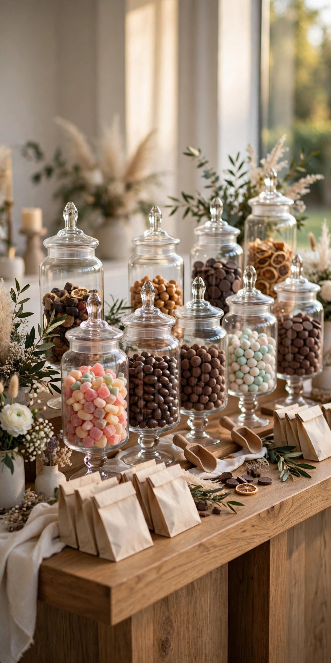 Glass Jar Apothecary Bar styled for a modern 2027 wedding day