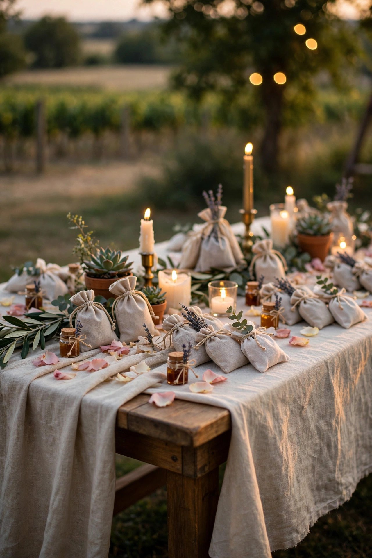 Linen-Draped Farm Table styled for a 2027 wedding celebration
