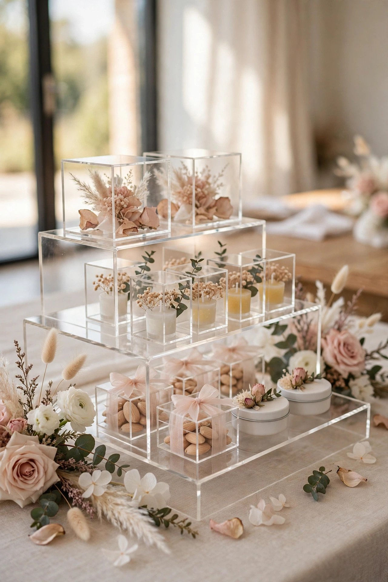 Acrylic Clear Modern Display styled for a modern 2027 wedding day