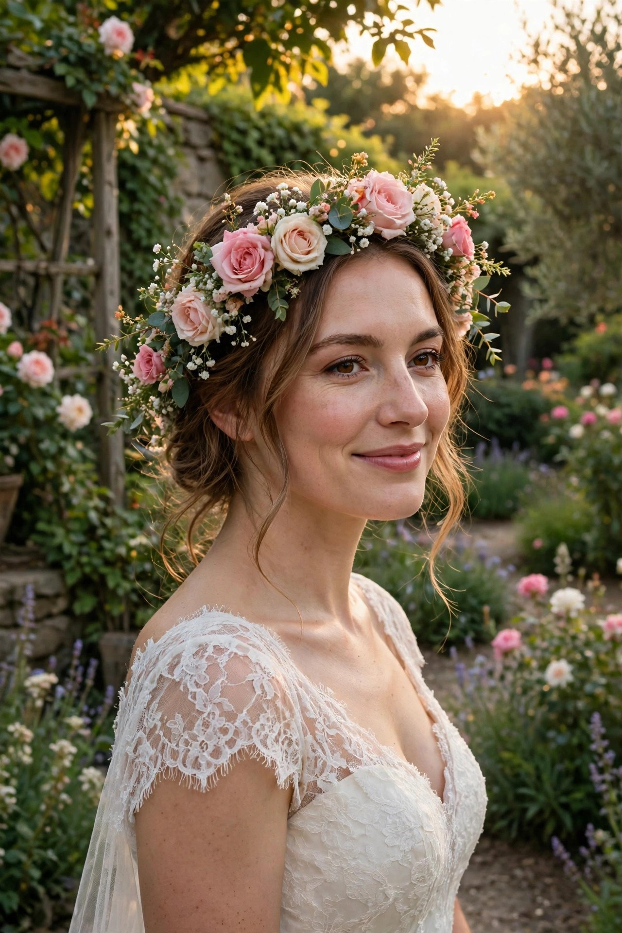 Fresh Flower Crown at a beautifully styled 2027 wedding