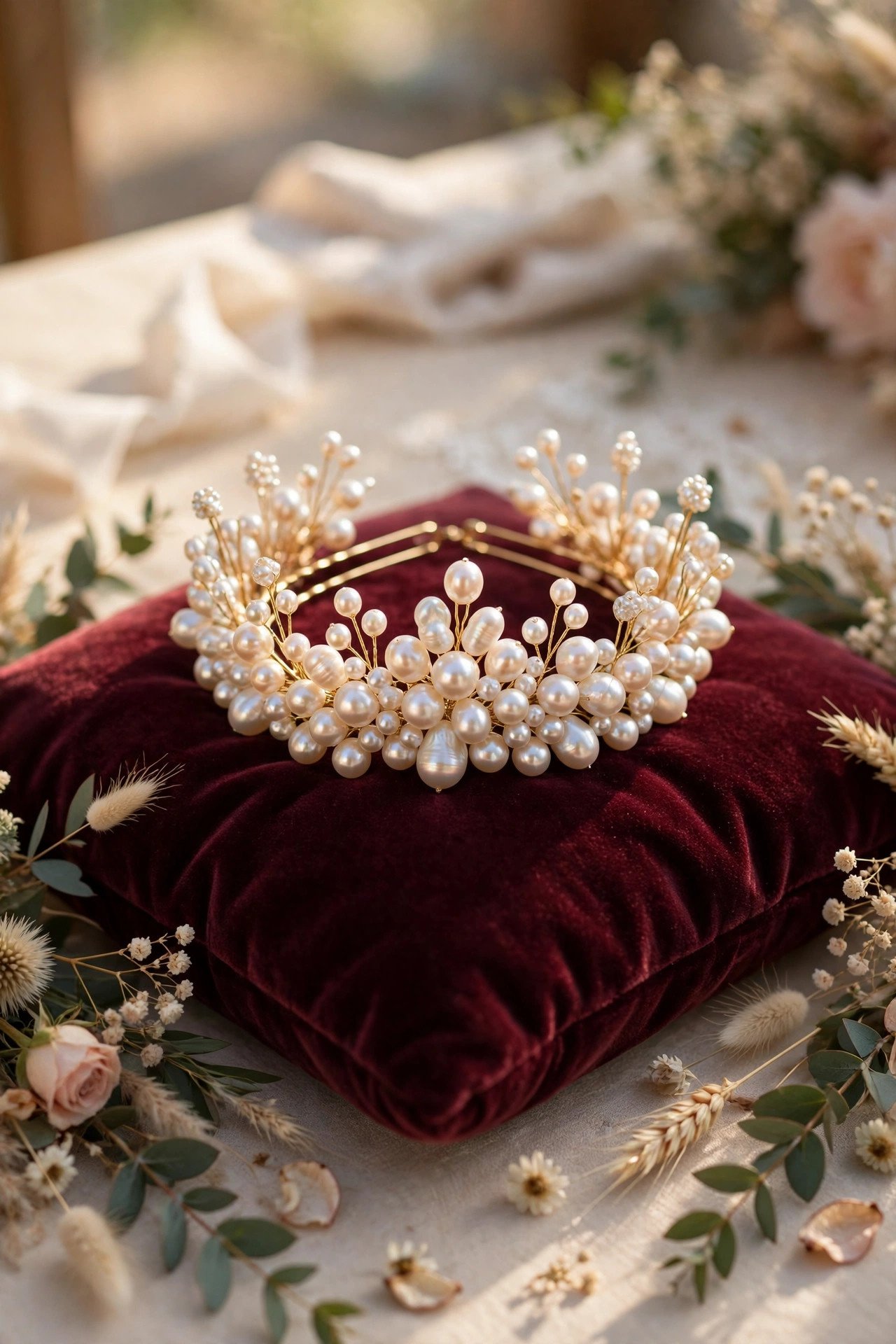 Pearl Cluster Pin Crown at a beautifully styled 2027 wedding