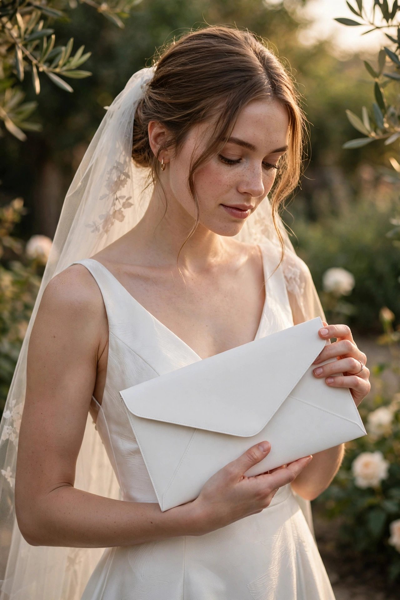 Sleek white leather envelope clutch